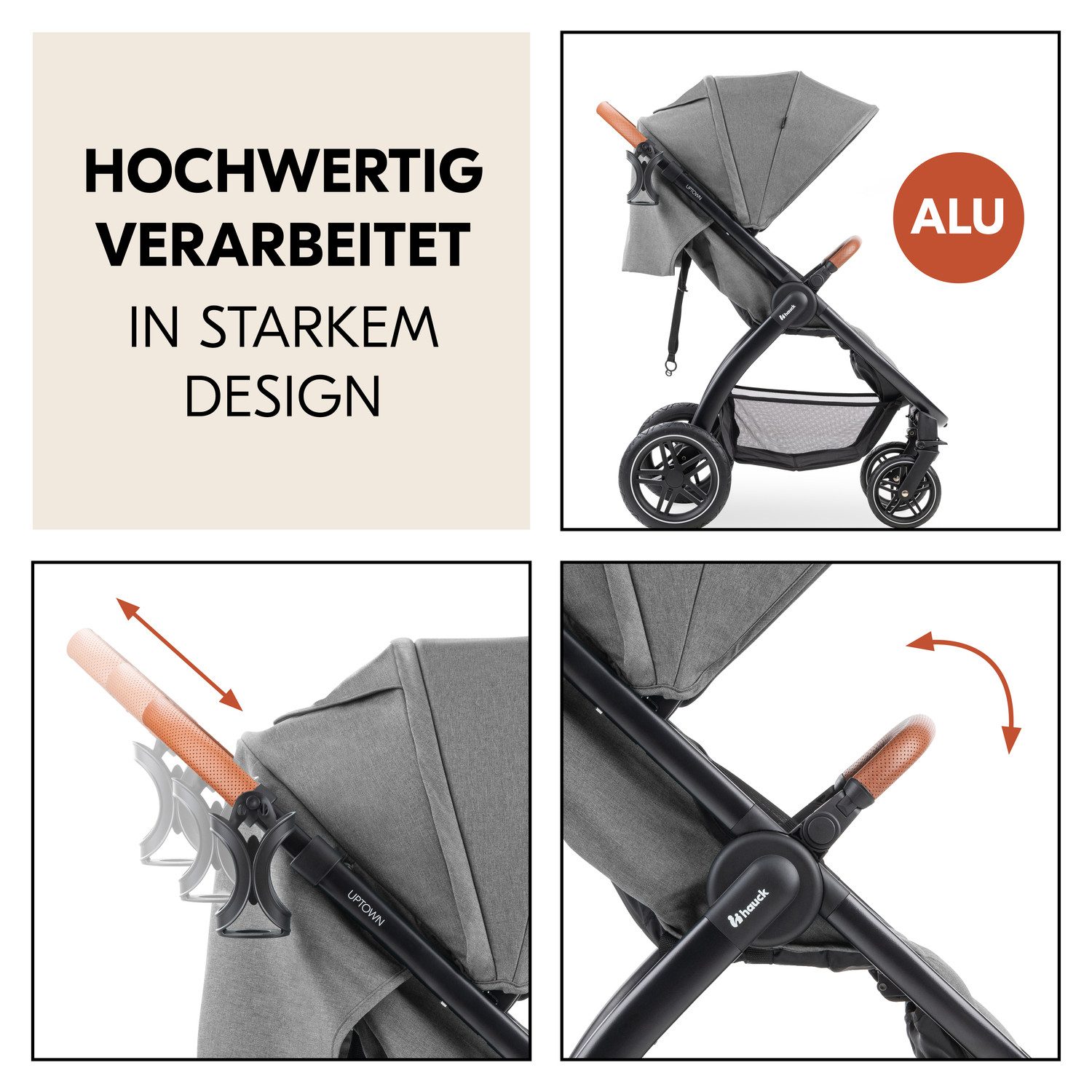 Kinder-Buggy Uptown, Black Melange Grey