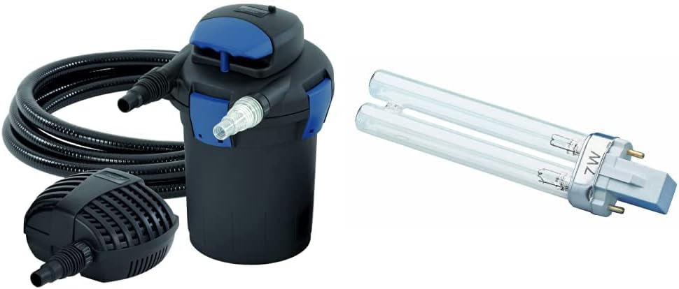 OASE 50499 Druckfilter BioPress Set 4000, Teichfilter Filterset zur effektiven und raschen Algenbekäpfung, Komplettset inkl Filterpumpe und UVC Klärer
