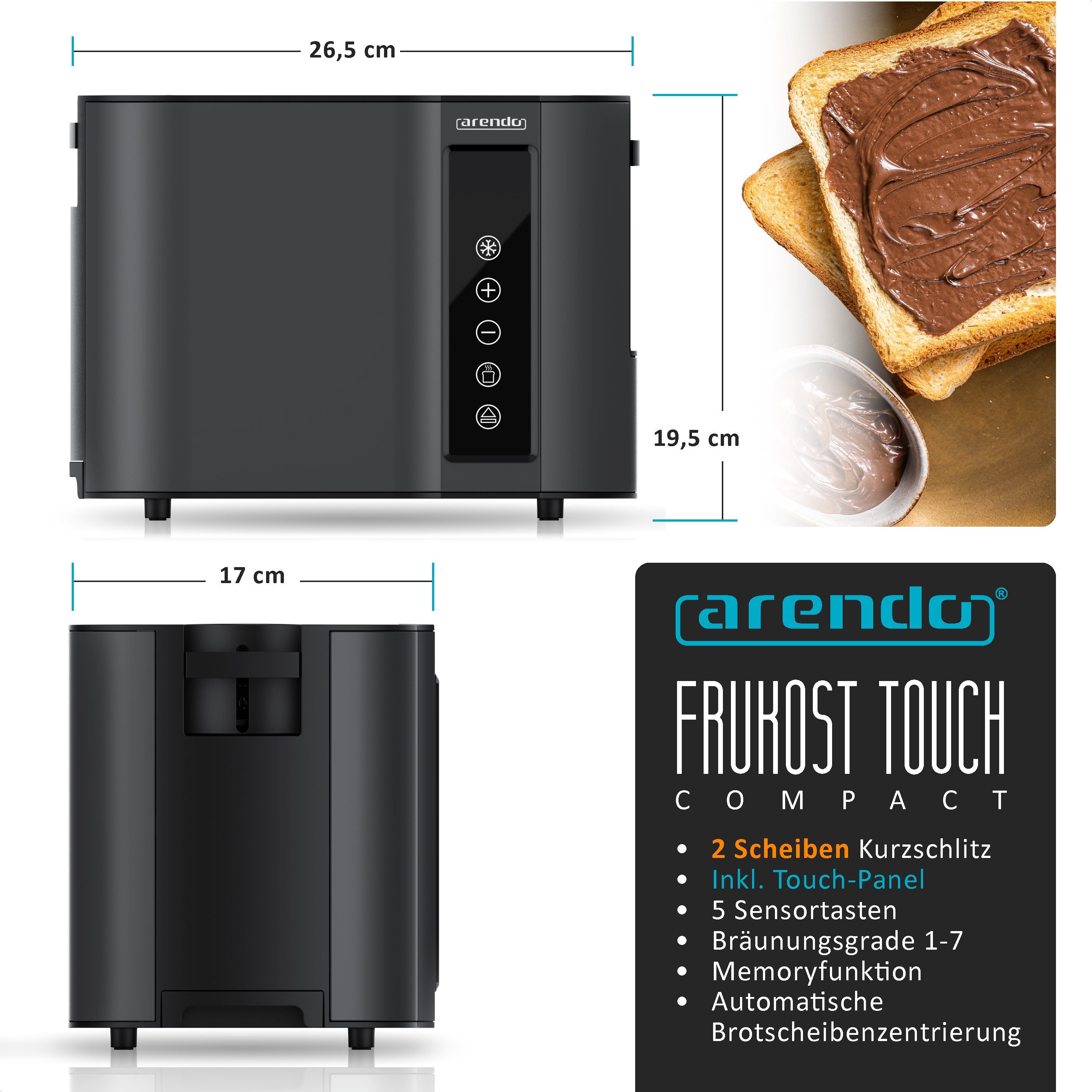 Toaster Wärmeisoliertes Doppelwandgehäuse, 2-Scheiben, Display Restzeitanzeige