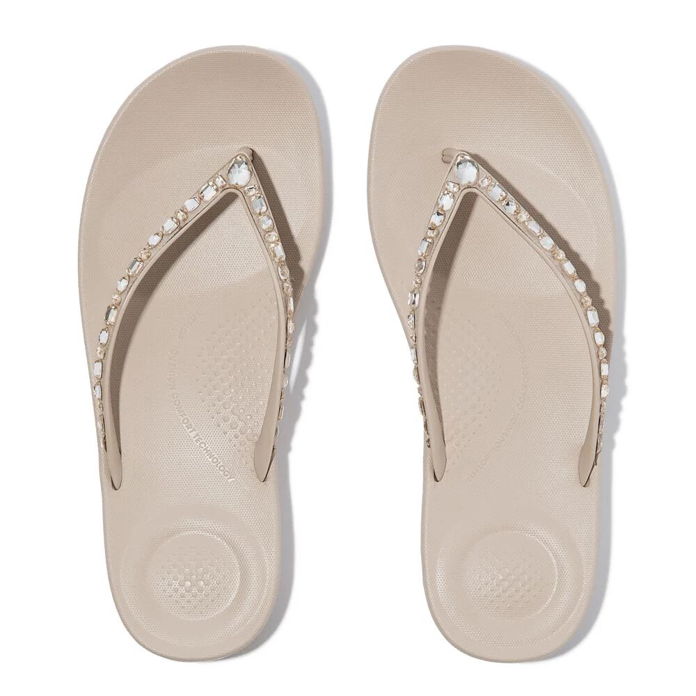 FitFlop iQushion Ergonomic Stone Beige Ziersteine Zehensteg