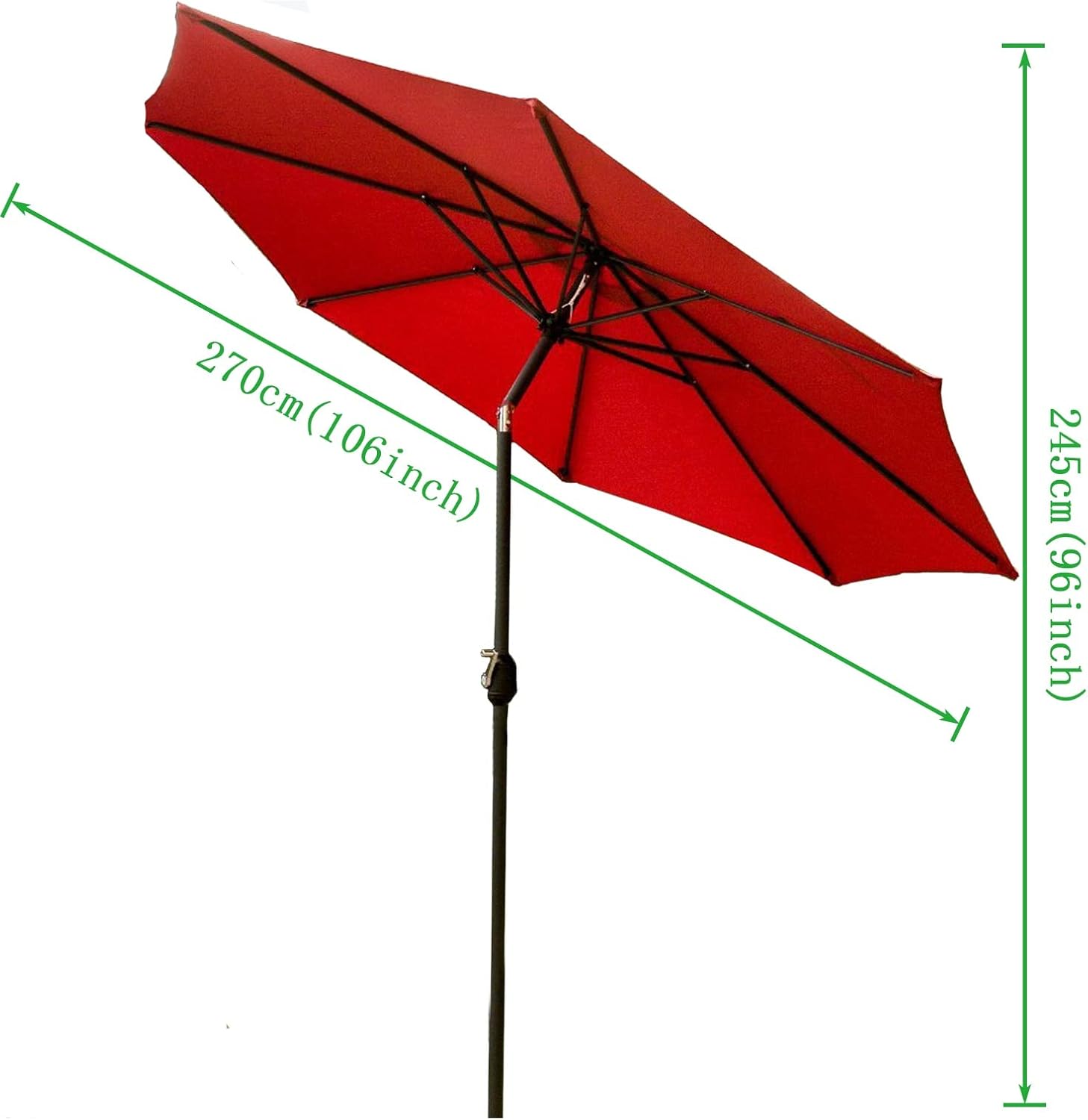 1PCS Outdoor-Sonnenschirm, runder Regenschirmschutz, mit Neigung und Kurbel, wasserdicht, Sonnenschutz, für Garten, Terrasse, Hof, Strand, Pool, Sonnenschirm, robuster Strandschirm good