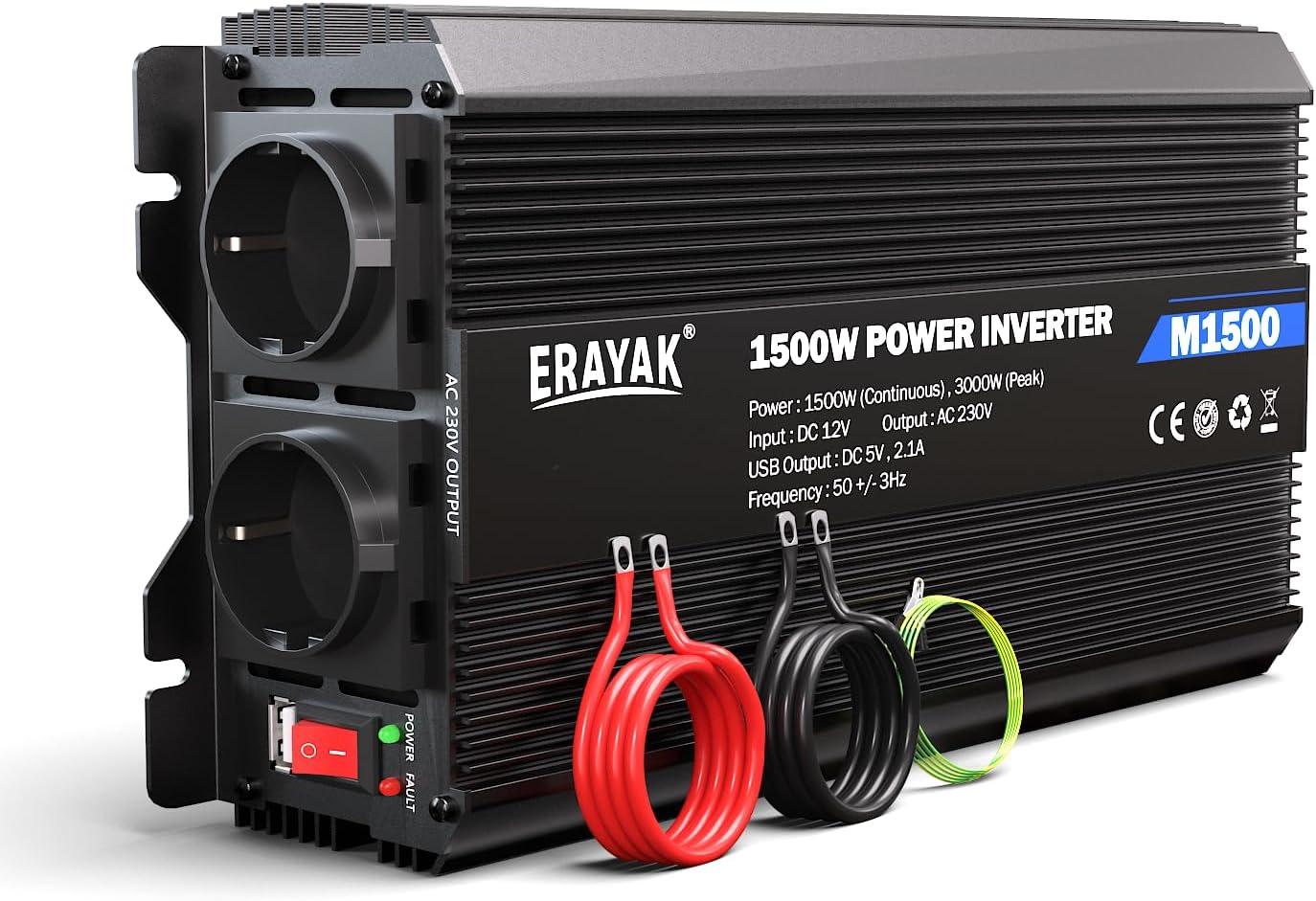 Erayak 1500W/3000W 12V 220V230V Inverter Onda Modificata Invertitore di Tensione Fotovoltaico DC AC per Camper Auto Convertitore di Potenza