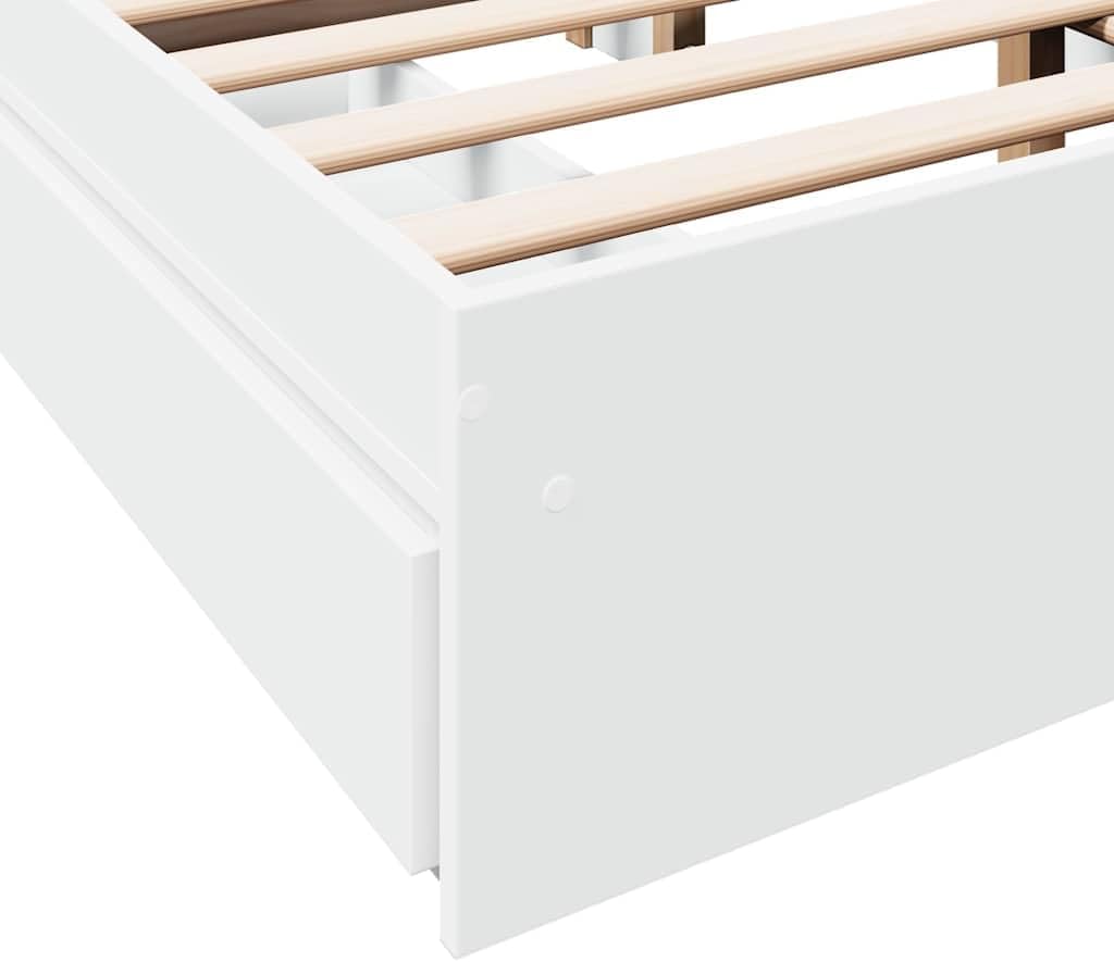 vidaXL Bettgestell, Bett mit Schubladen für Schlafzimmer, Bettrahmen mit Lattenrost, Schlafzimmerbett Doppelbett, Weiß 120x200cm Holzwerkstoff