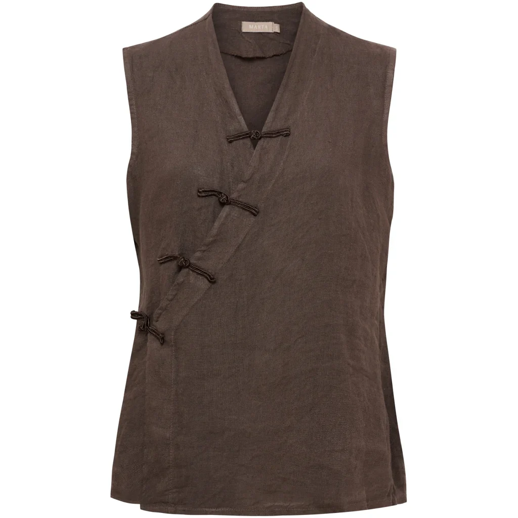 Wrap-Front Linen Top �C Mocha | Women's Luxury Linen Top