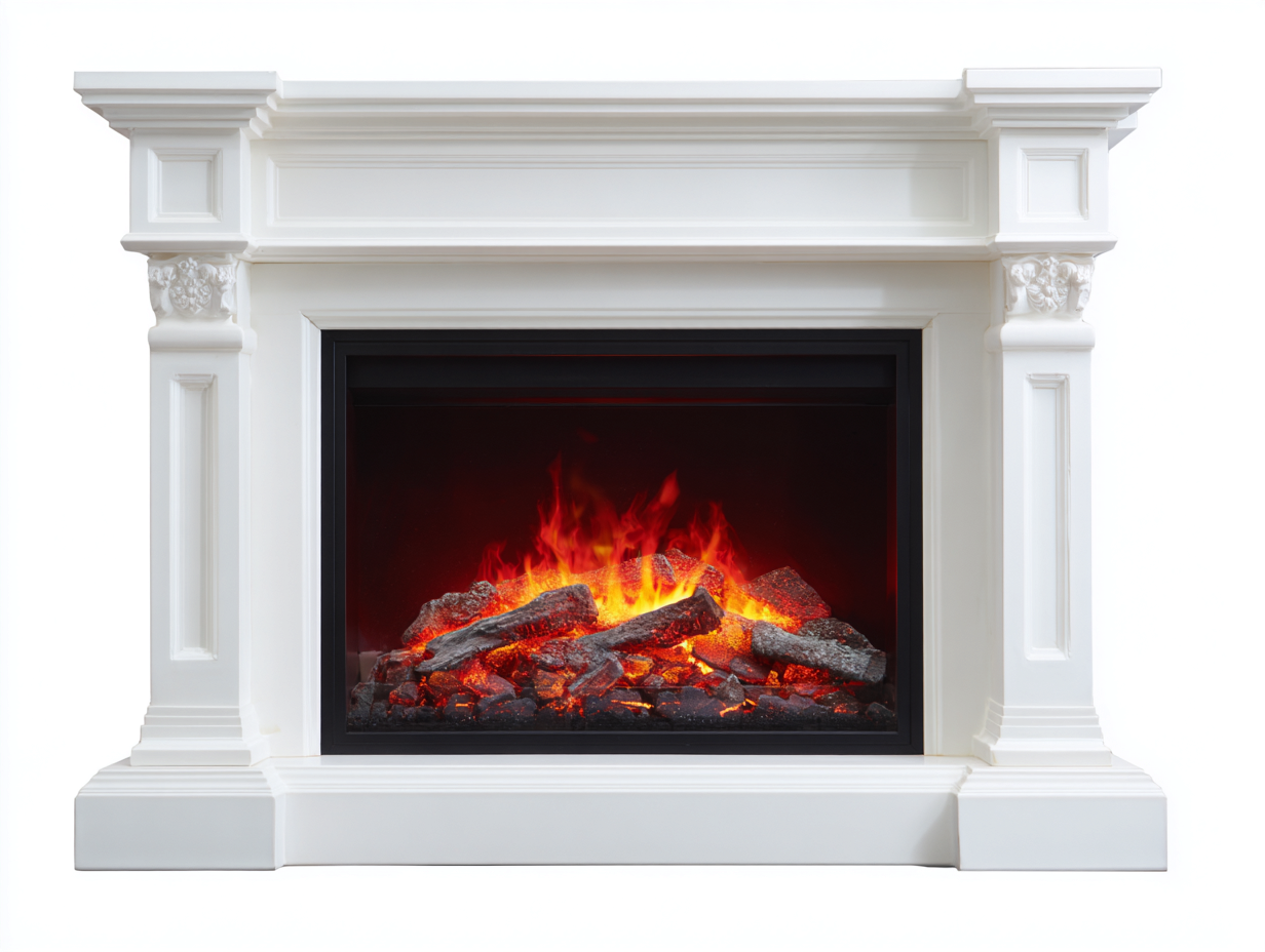 Kamin Elektrokamin MDF 130x35x105 cm - Weiß - klassisches Design - für Wohnzimmer