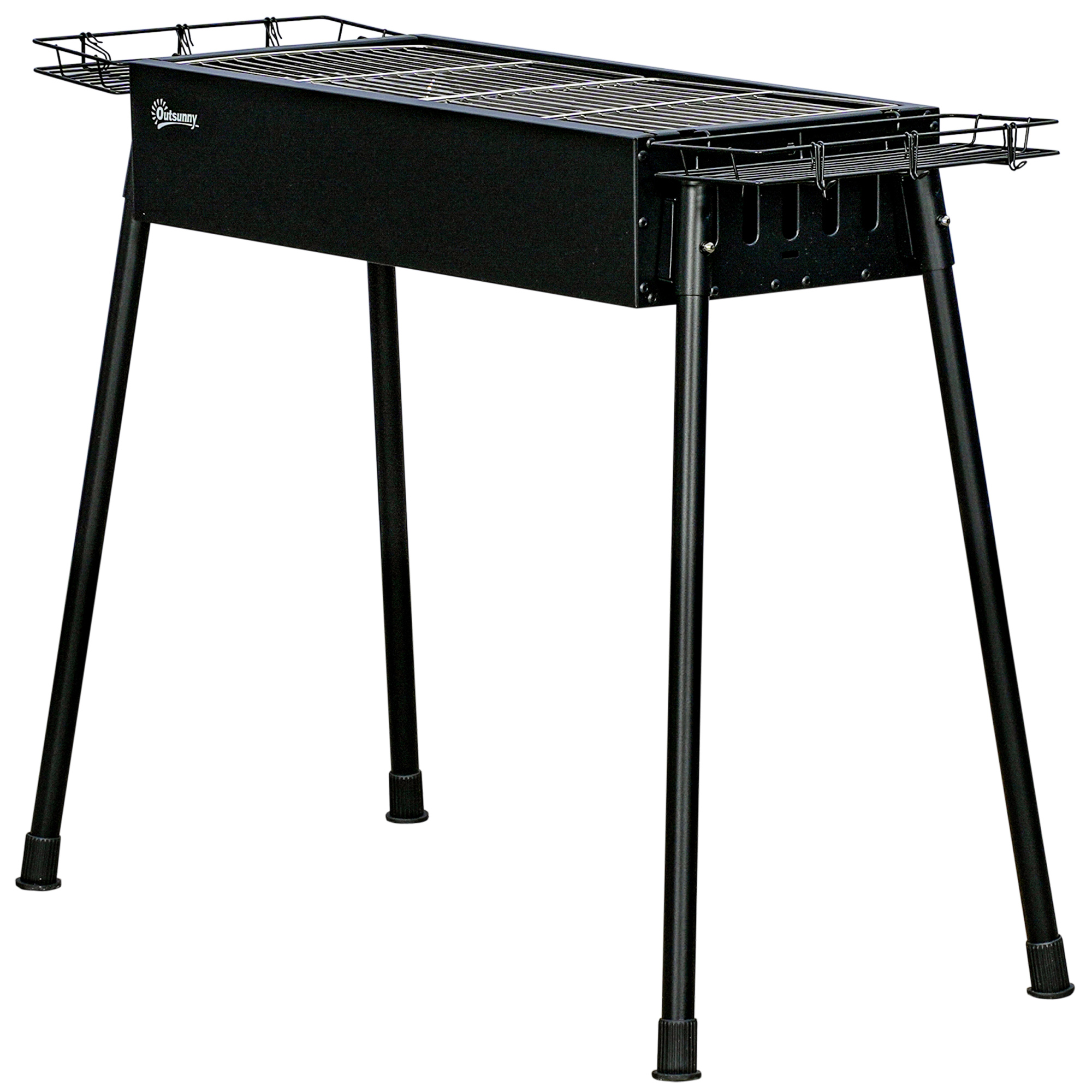 Outsunny Grill mit 2 Grills und seitlichen Körben, 94x39x70 cm, Schwarz