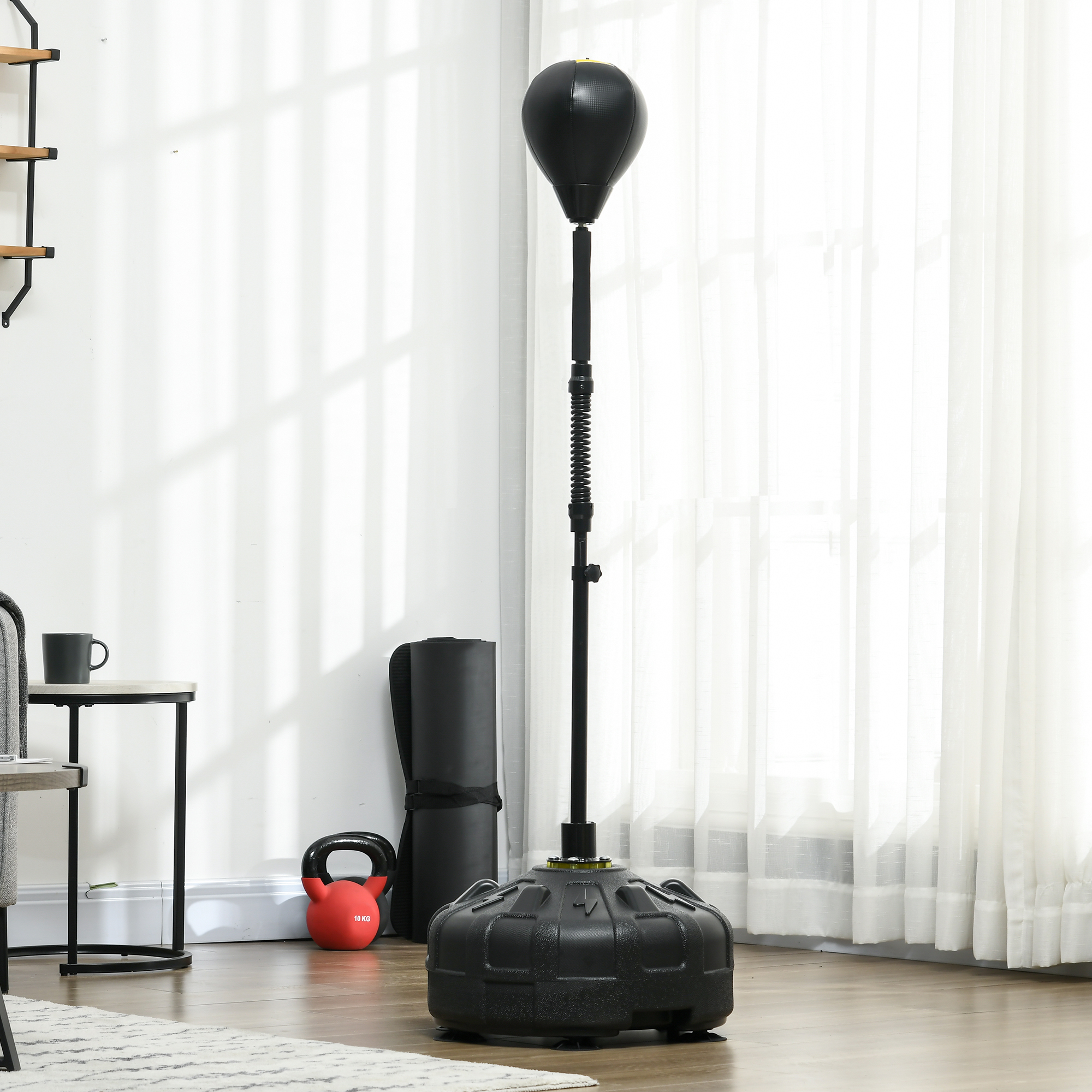 SPORTNOW Punchingball, Boxständer, höhenverstellbar 145-180 cm, befüllbare Basis, Schwarz