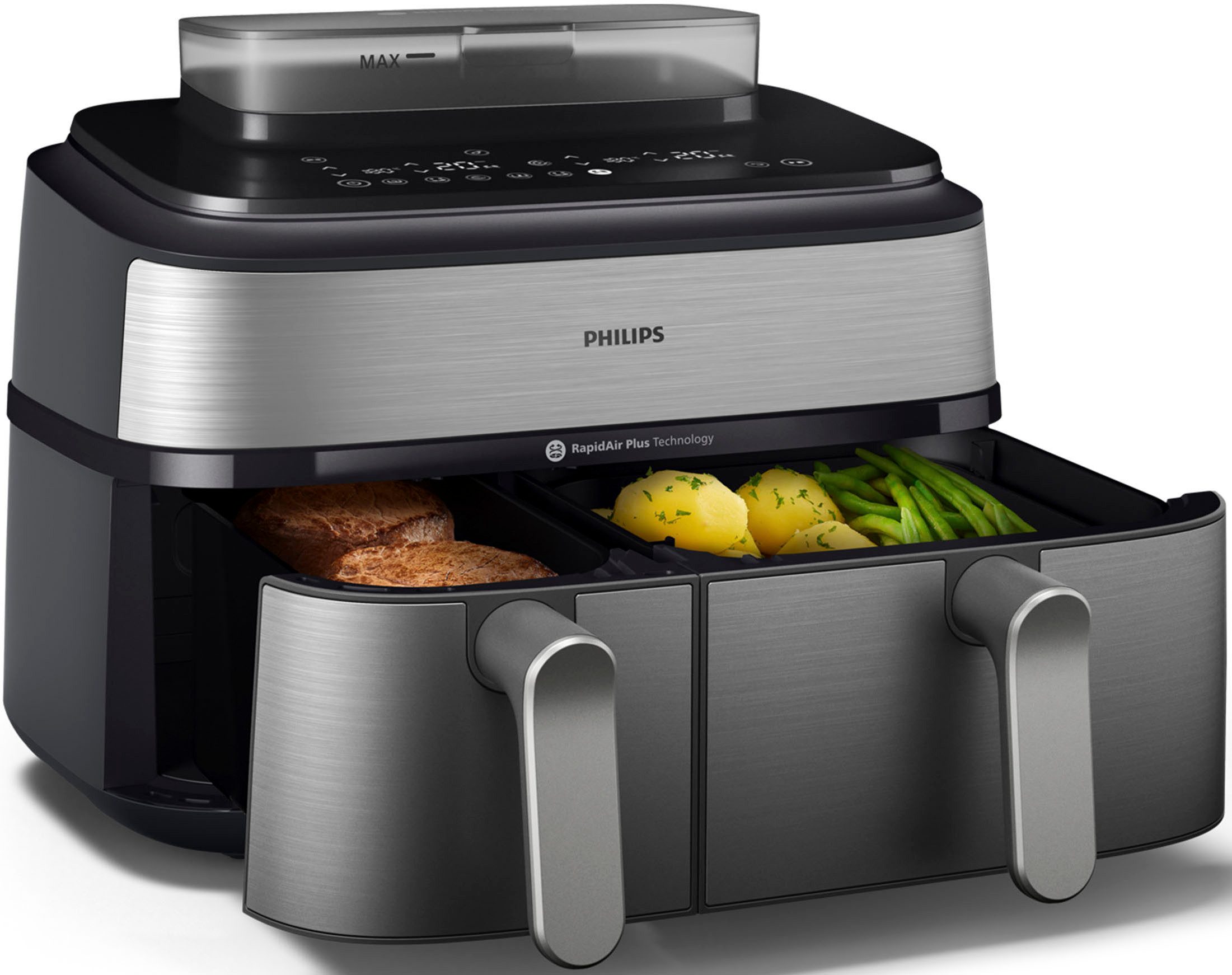 Heißluftfritteuse NA555/00 Steam Airfryer 5000 Series Dual Basket, 9L Kapazität (3L+6L)