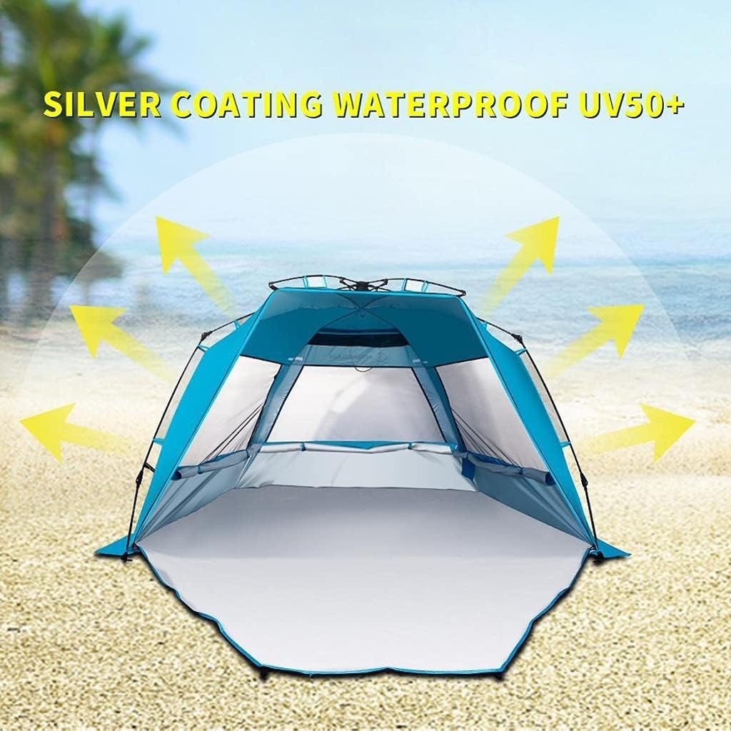 Strandzelt Deluxe Pop Up Sun Shade Shelter for 3-4 Personen Uv. Schutz, erweiterbarer Boden mit 3 Lüftungsfenstern