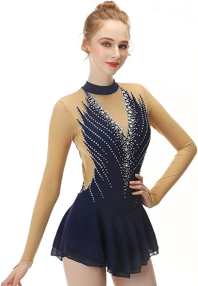Eislauf Kleider Für Frauen Eiskunstlauf Wettkampf Kleid Hohe Elastizität Outdoor Sport Kleidung Für Erwachsene Blitz Diamant Rhythmische Turntrikots