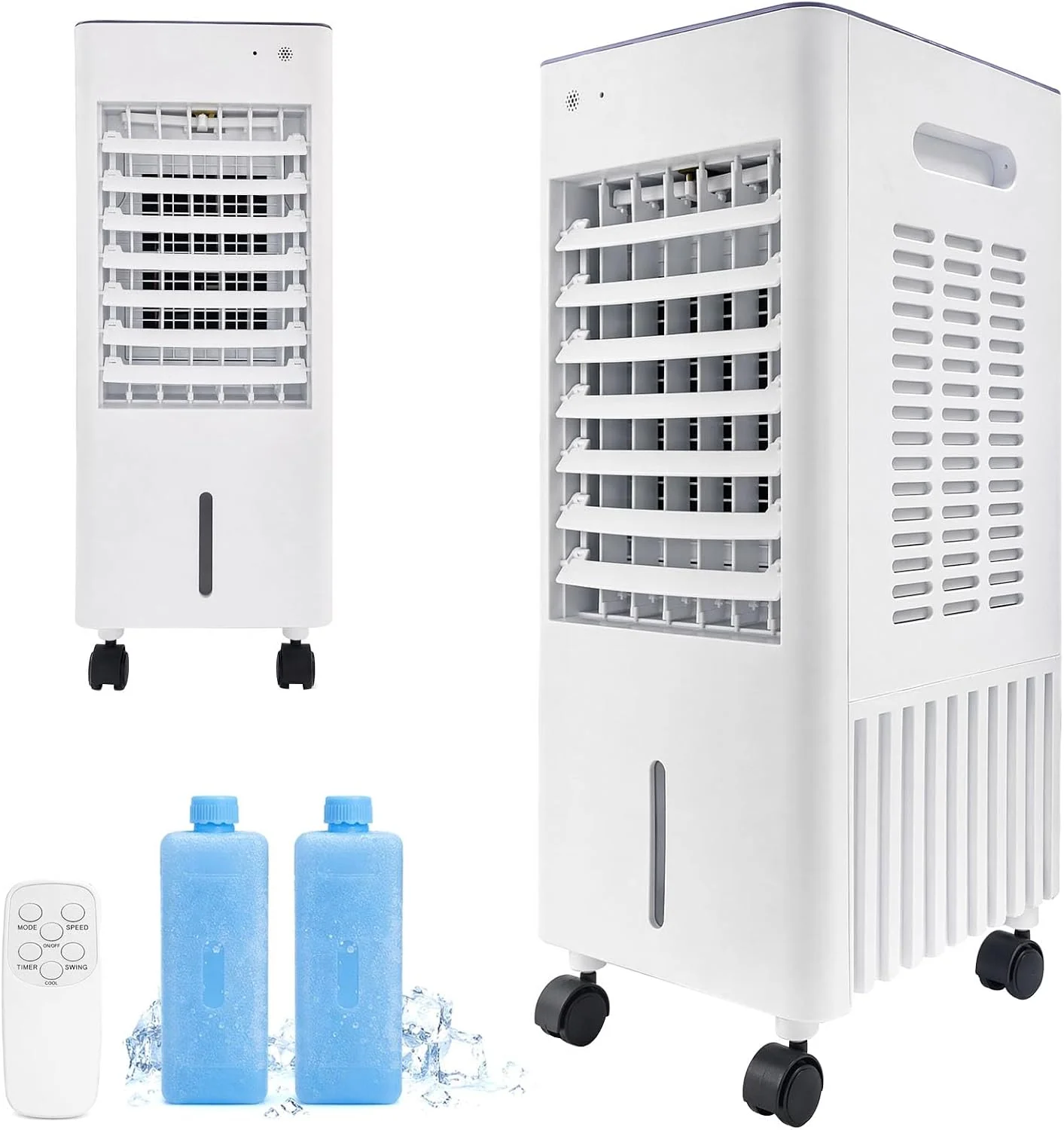 Leise Mobiles Klimagerät, 12 L, Weiß, Mobile Klimaanlage Wassertank, Luftkühler mit Schlafmodus & 7H Timer, 4-in-1 Verdunstungskühler ohne Schlauch