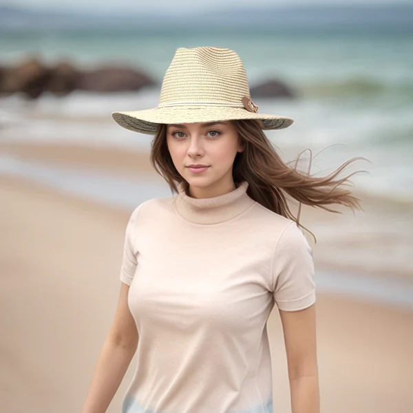 Plaited Brim Foldable Panama Hat �?Natural Cream (57cm)