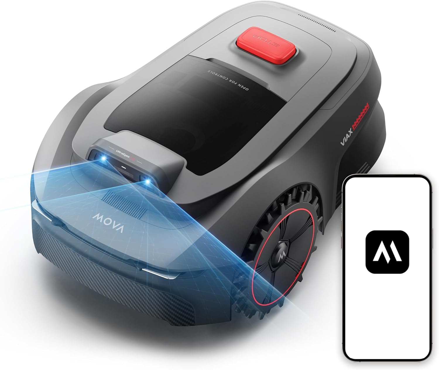 MOVA ViAX 250 Mähroboter Ohne Begrenzungskabel, Empf. 250m2, KI-unterstützte Auto-Mapping, U-förmige Bahnen, Hindernisvermeidung Dual-Vision, Besserer Kantenschnitt, Für Komplexe Gelände, Appsteuerung