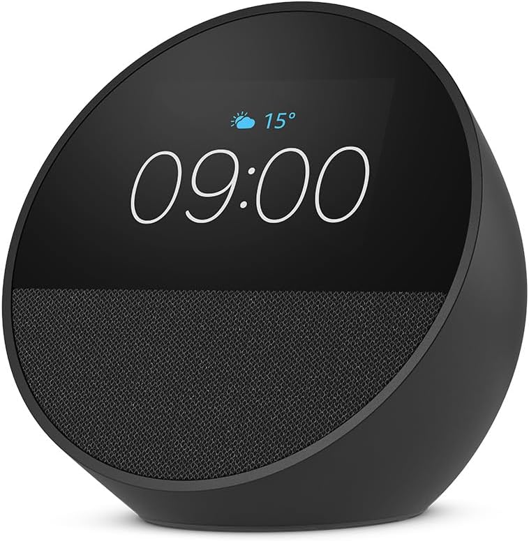All-new Amazon Echo Spot (2024 release), Smart alarm clock with vibrant sound + Alexa | Black