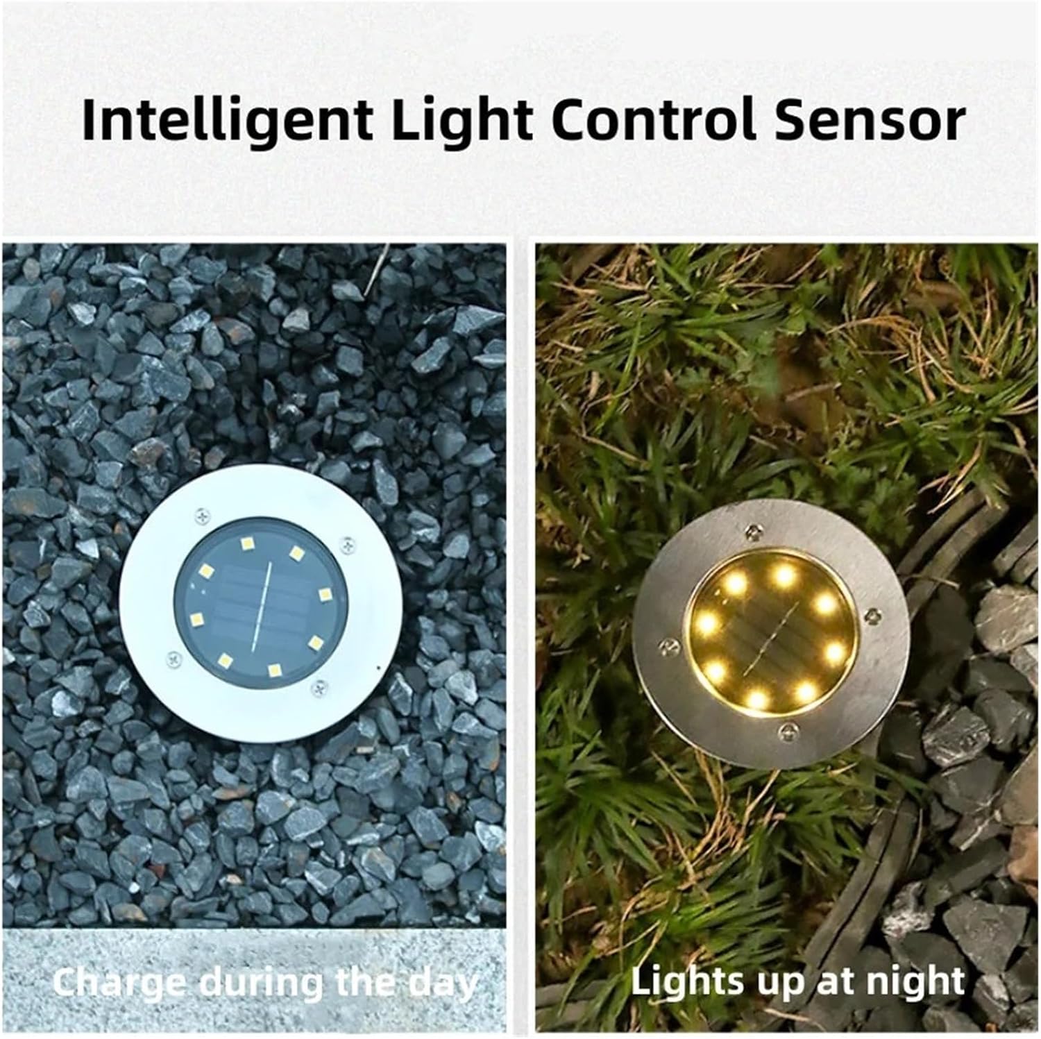 So Powered LED-Deckleuchten, energieeffizient, für den Außenbereich, Pfadstrahler, hell, 8 LEDs, unterirdische Gartenlampen, warmes Licht für Terrassen und Gehwege, 4 Stück