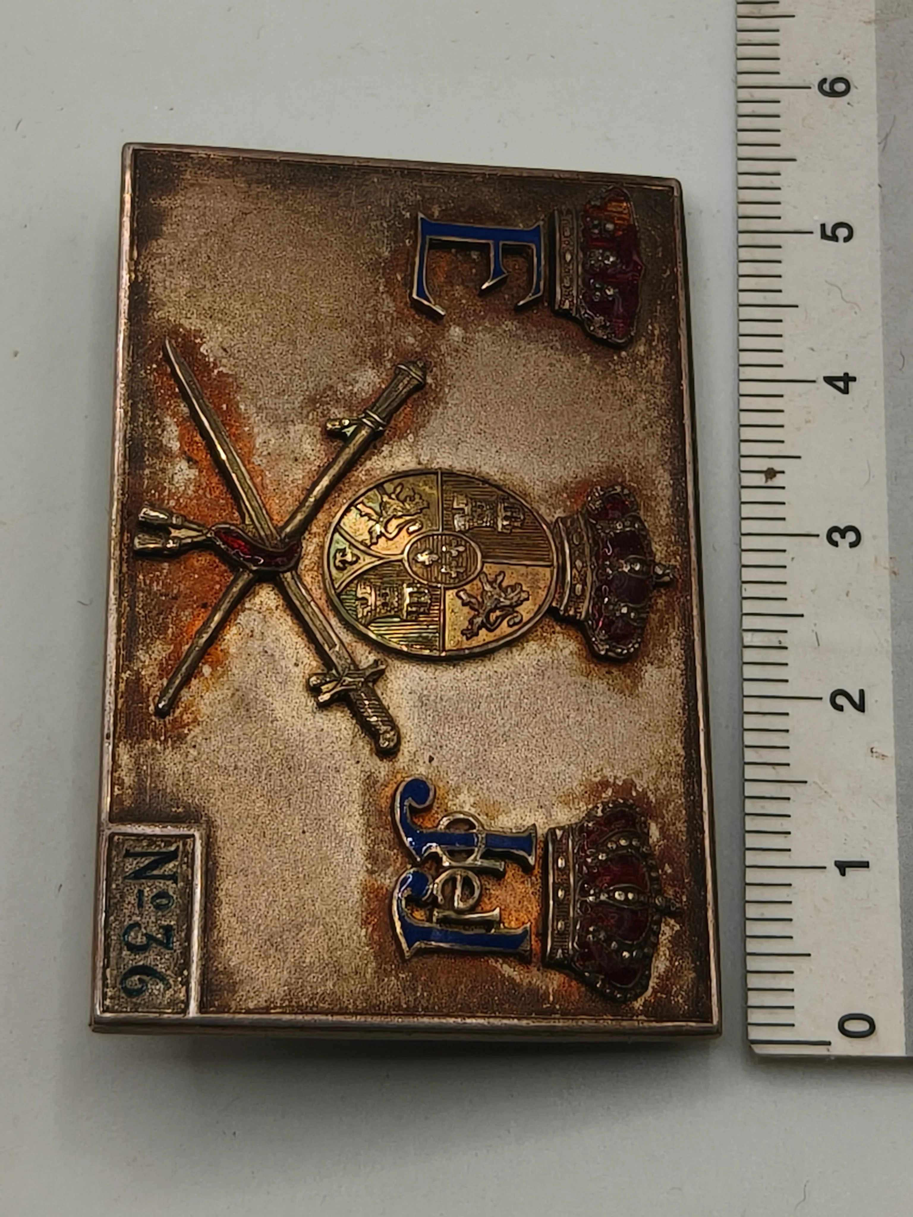 Spanish Royal House Badge, made in silver and enamels. Spain Alphonso XIII period.