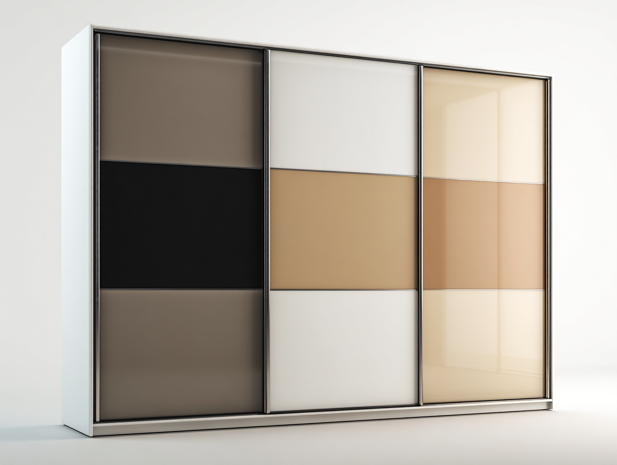 Kleiderschränke mit Schiebetüren-Aluminium-Glas-268 x 67 x 214 cm-Schwarz-Beige-Braun-Grau-Modernes Design