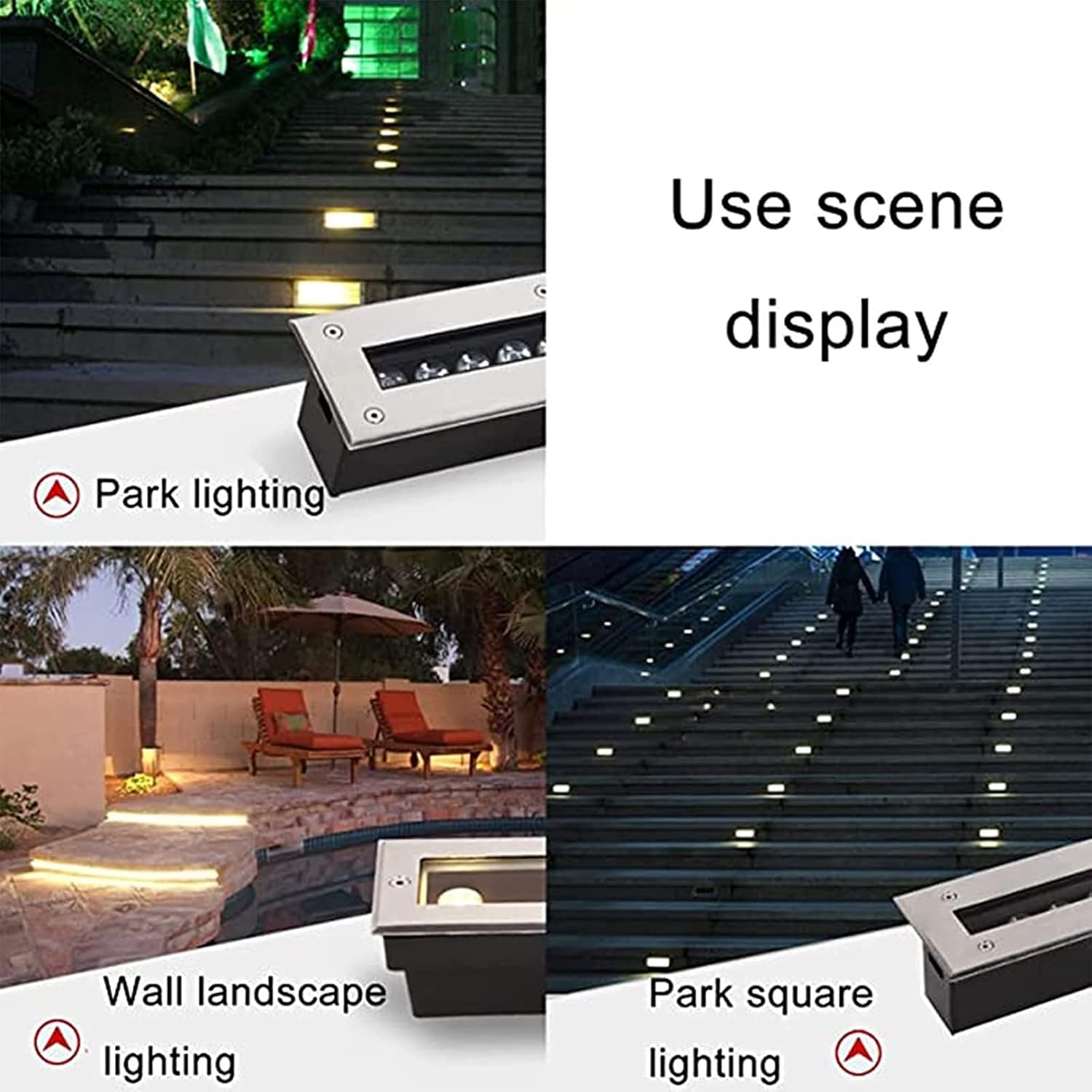 Led Bodeneinbaustrahler Rechteck aussen bodenleuchten IP67 wasserdicht Bodeneinbauleuchten für Außenbereich, Terrasse, Garten, Schwimmbadflur(Grün,36W)