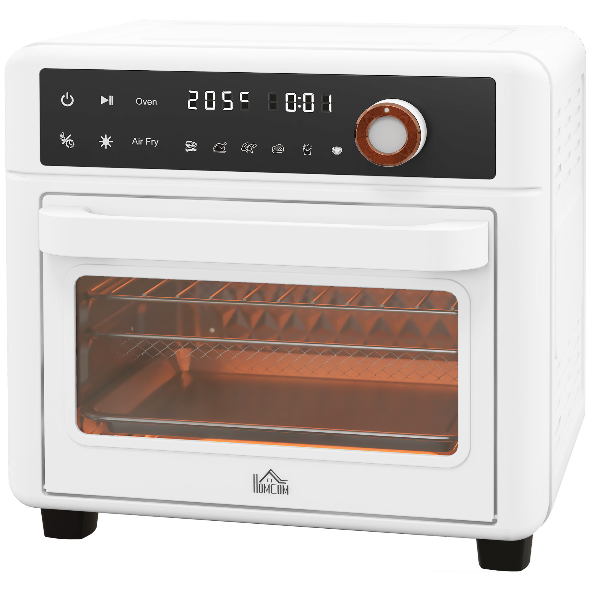 HOMCOM Tischbackofen 13L 1200W Heißluftfritteuse 1200W Heißluftfritteuse mit 12 Heizmodi und Timer Creme