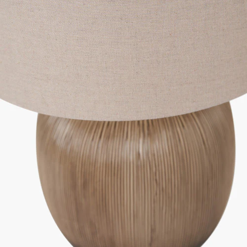 Black & Natural Ombre Ceramic Table Lamp with Tapered Shade �C Scandi-Style Lighting