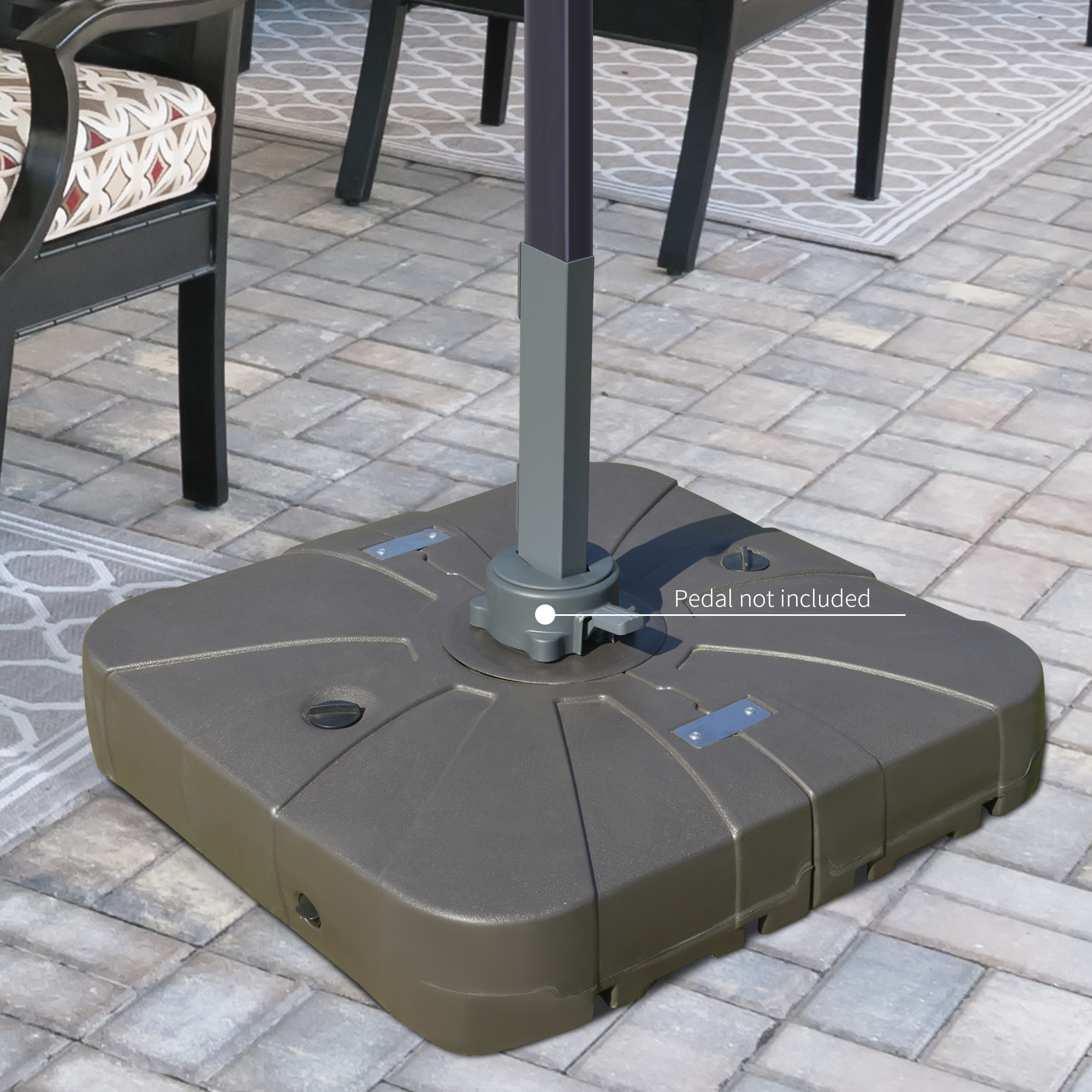 Outsunny Sonnenschirmständer für freischwingende Sonnenschirme, Abmessungen 88L x 88B x 19H cm HDPE Kaffee