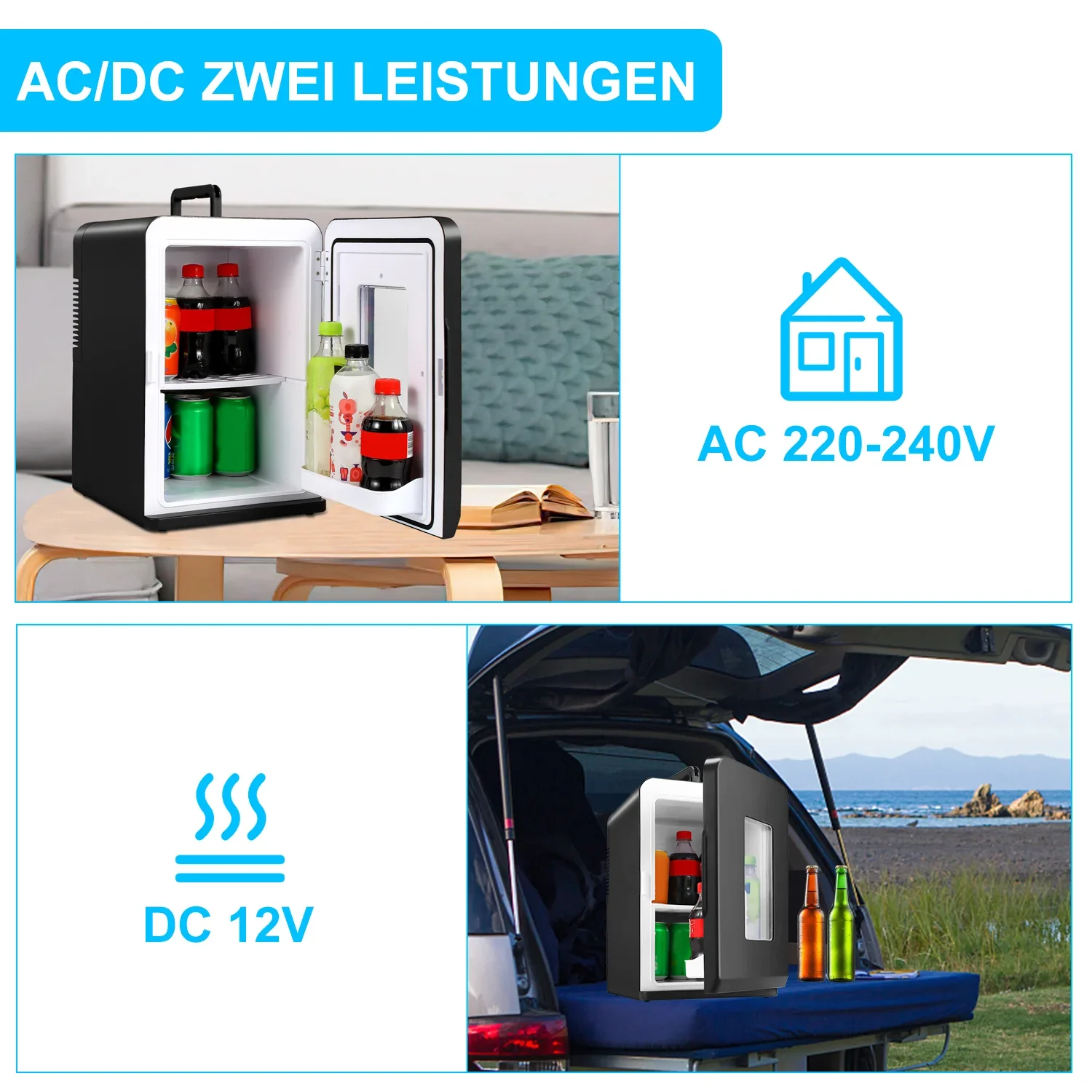 Sonnewelt 2-in-1 minikoelkast 15L koelbox