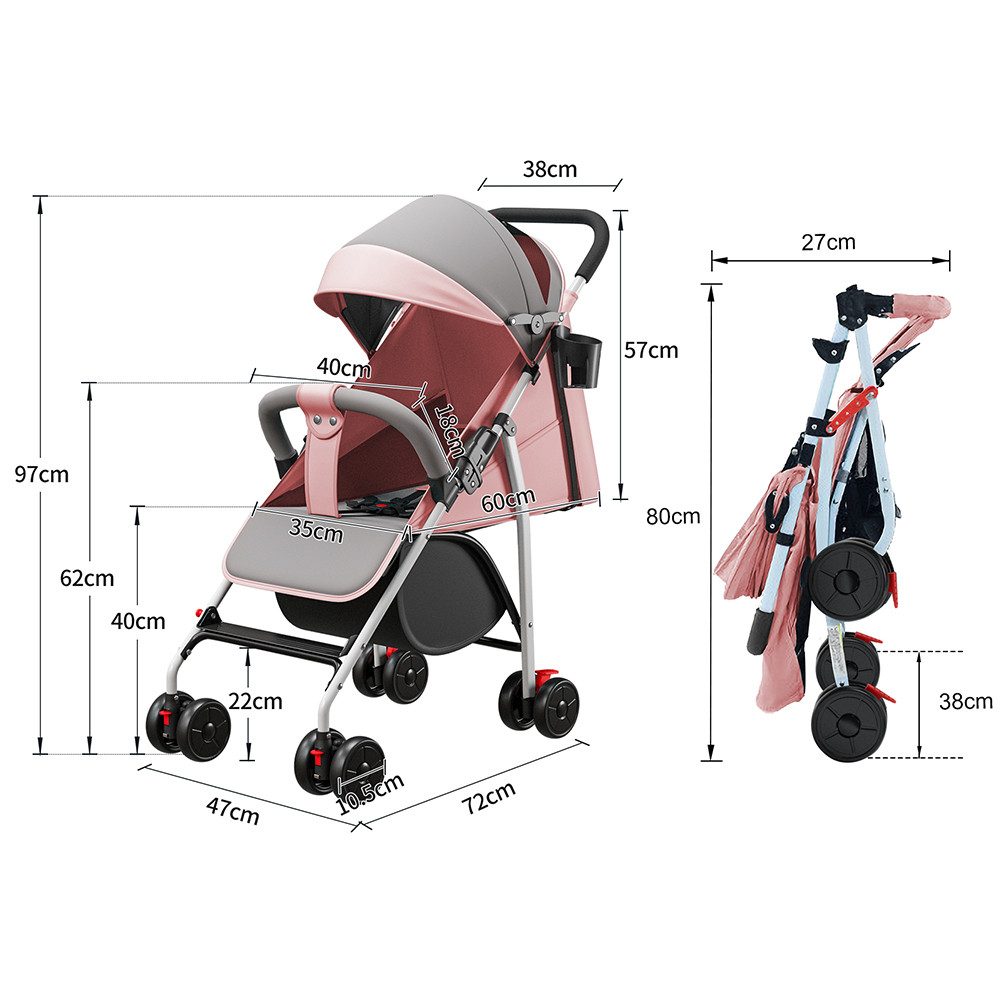 Kinder-Buggy Buggy Kinderwagen Kinderbuggy, Federleichter Reisebuggy 4,9 kg