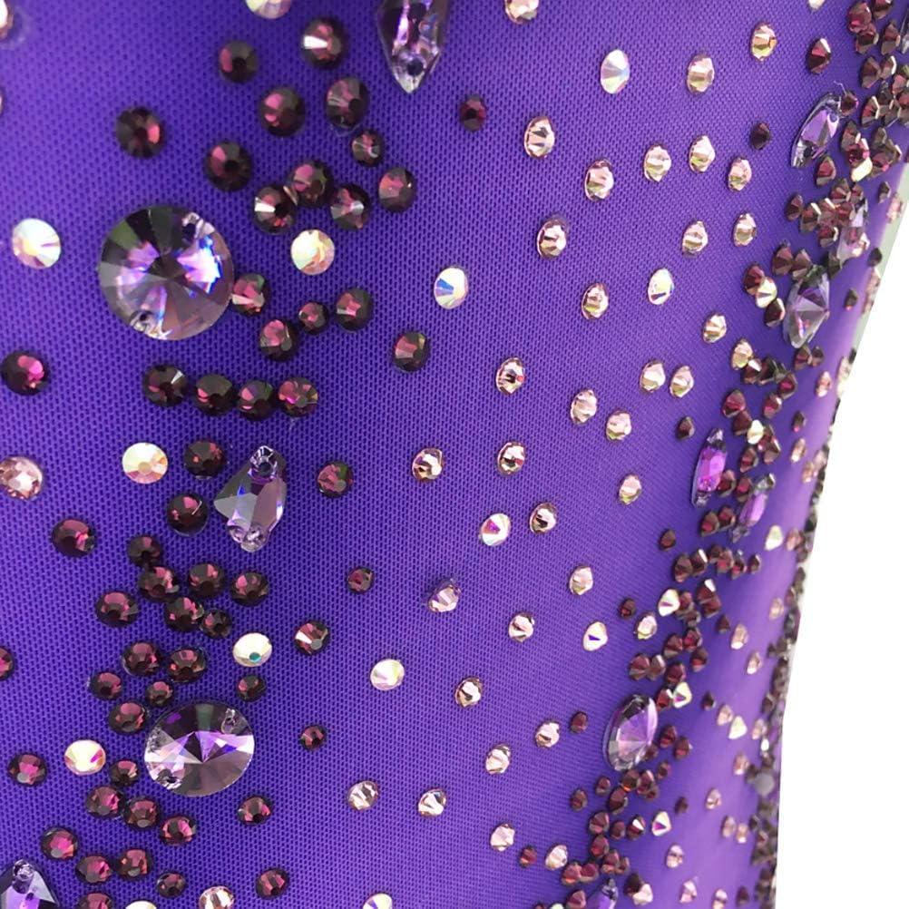 Damen Eiskunstlauf Wettkampf Kleid Mädchen Profi Eislaufen Rock Glänzend Strass Kunst Gymnastik Wear