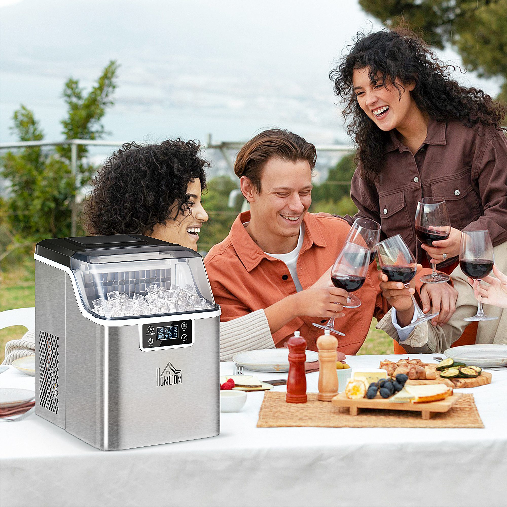 Eiswürfelmaschine Eiswürfelautomat, 3,2 L Wassetank, automatisches Reinigungsprogramm
