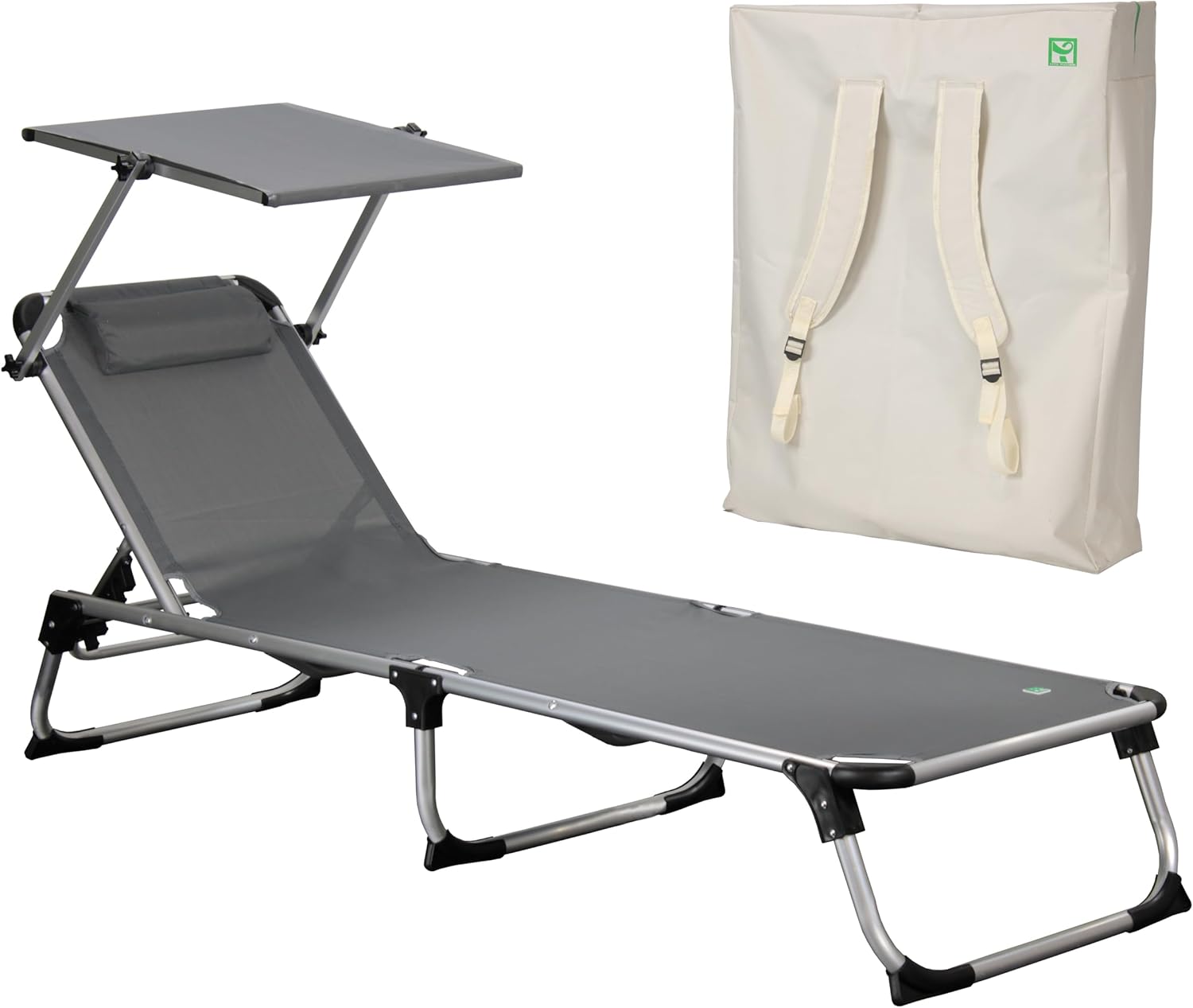 Totò Piccinni KAMP Lightweight Folding Cot in Aluminium with Cushion and Top Quality Adjustable Canopy (Melange)