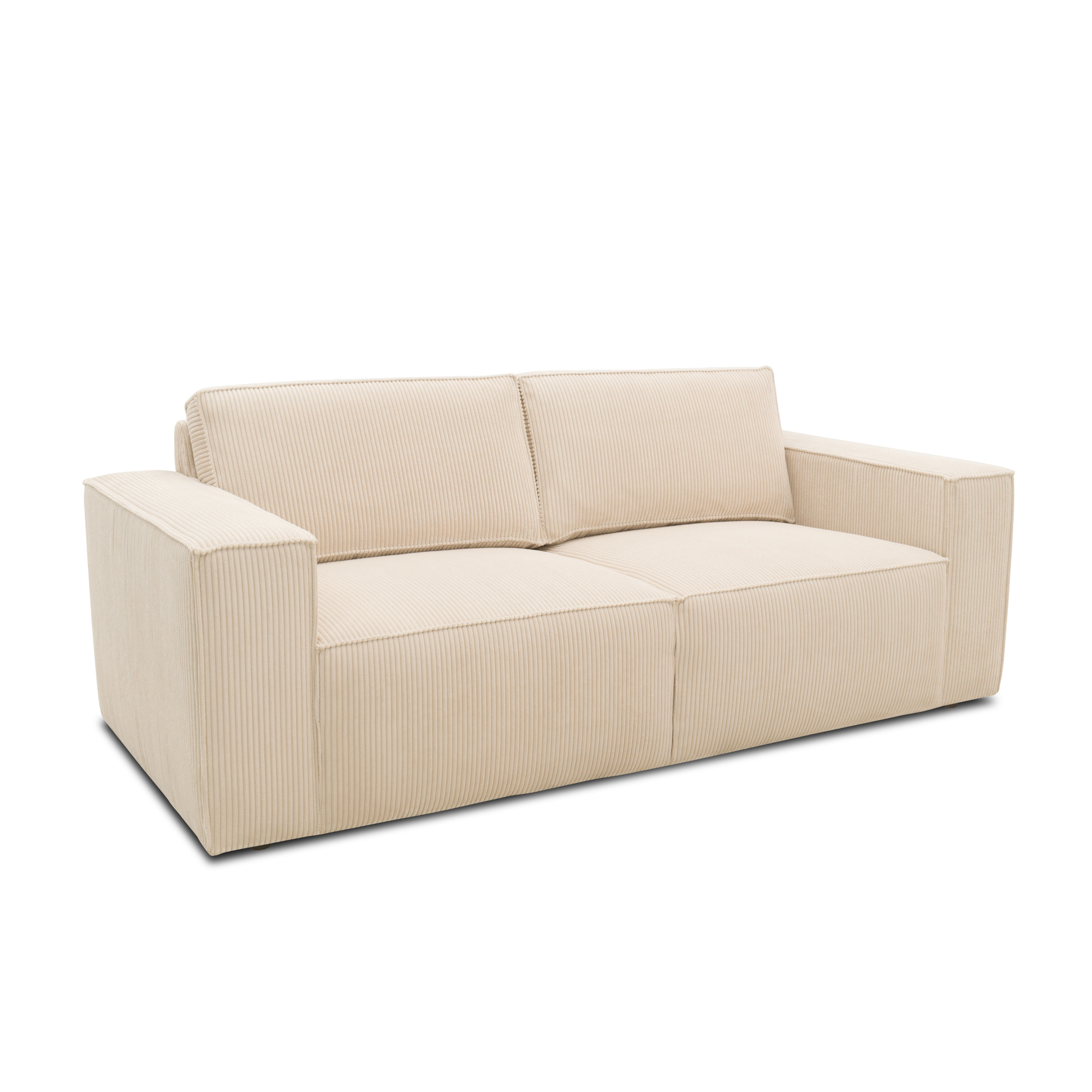 Sofa 100017, 2-Sitzer, Cord, Rückenkissen, Armlehnen, 2er Couch, 210 x 93 x 84 cm (BxTxH), creme