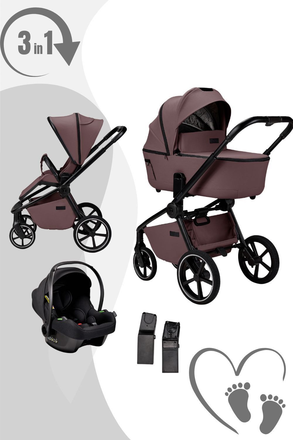 Kombi-Kinderwagen Resea 2.0 Komkinderwagen 3in1-Set mit Cosmo 2.0