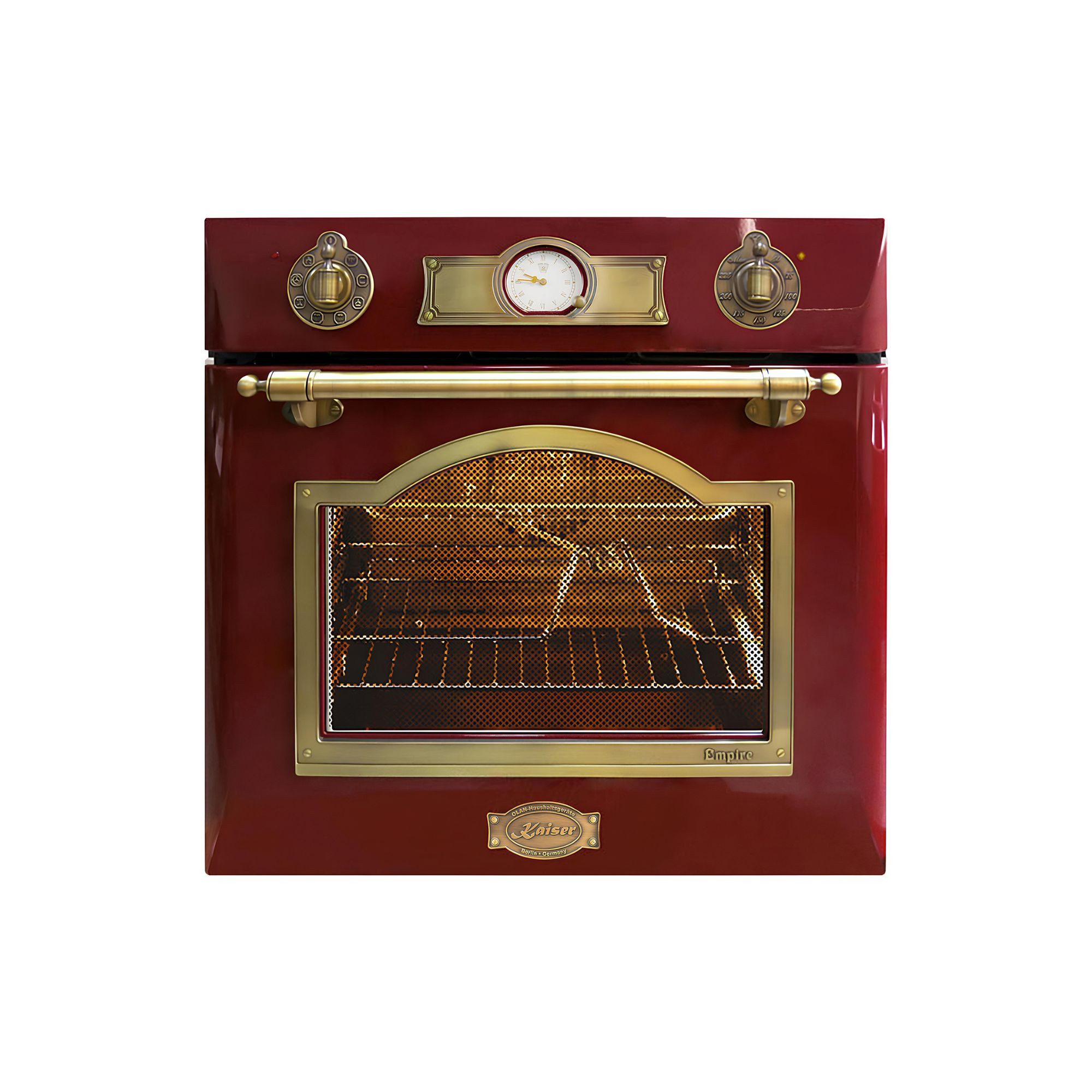 Einbaubackofen Kaiser Empire EH 6355 Backofen 60 cm Autark, Elektro Einbaubackofen, Teleskop-System, 67L, 8 Funktionen, Metall Dekor Exklusiver Retro Backofen EH 6355