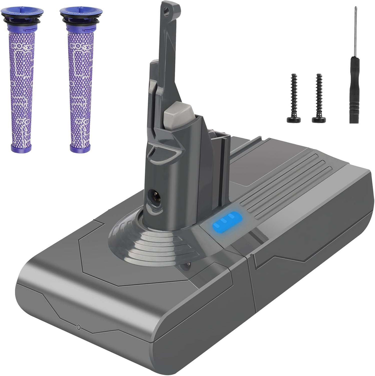 Waitley 6000mAh Battery for Dyson V8 SV10, Compatible with Dyson V8 Animal/Fluffy/Absolute Vacuum Cleaner with 2 Filters and 1 Screwdriver