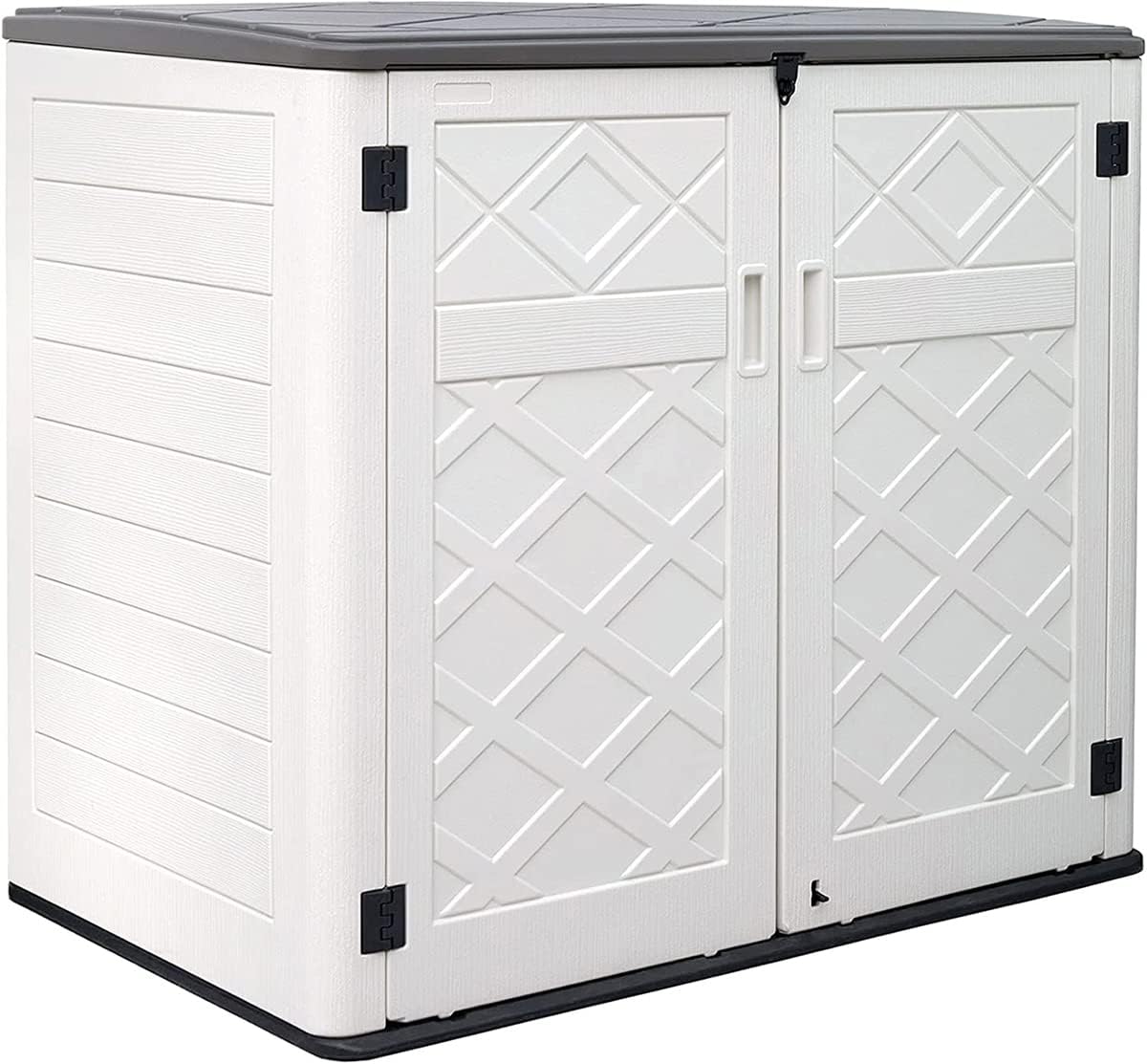 KINYING Larger Outdoor Storage Shed Weather Resistance  Horizontal Outdoor Storage Box Waterproof for Garden  Patios  Backyards  48 Cu.ft Capacity for Garbage Cans  Lawn Mower  Garden Tools