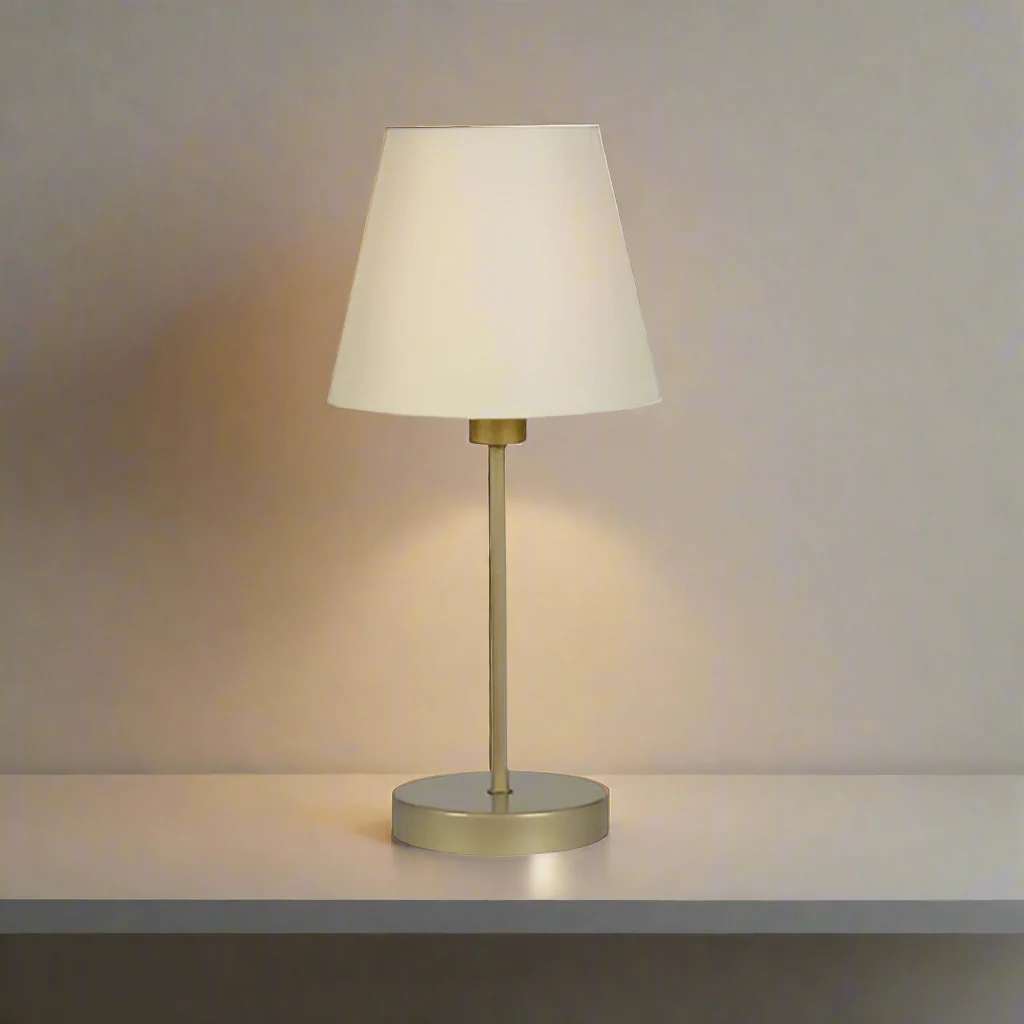 Table Lamp �C Antique Brass with Cream Shade