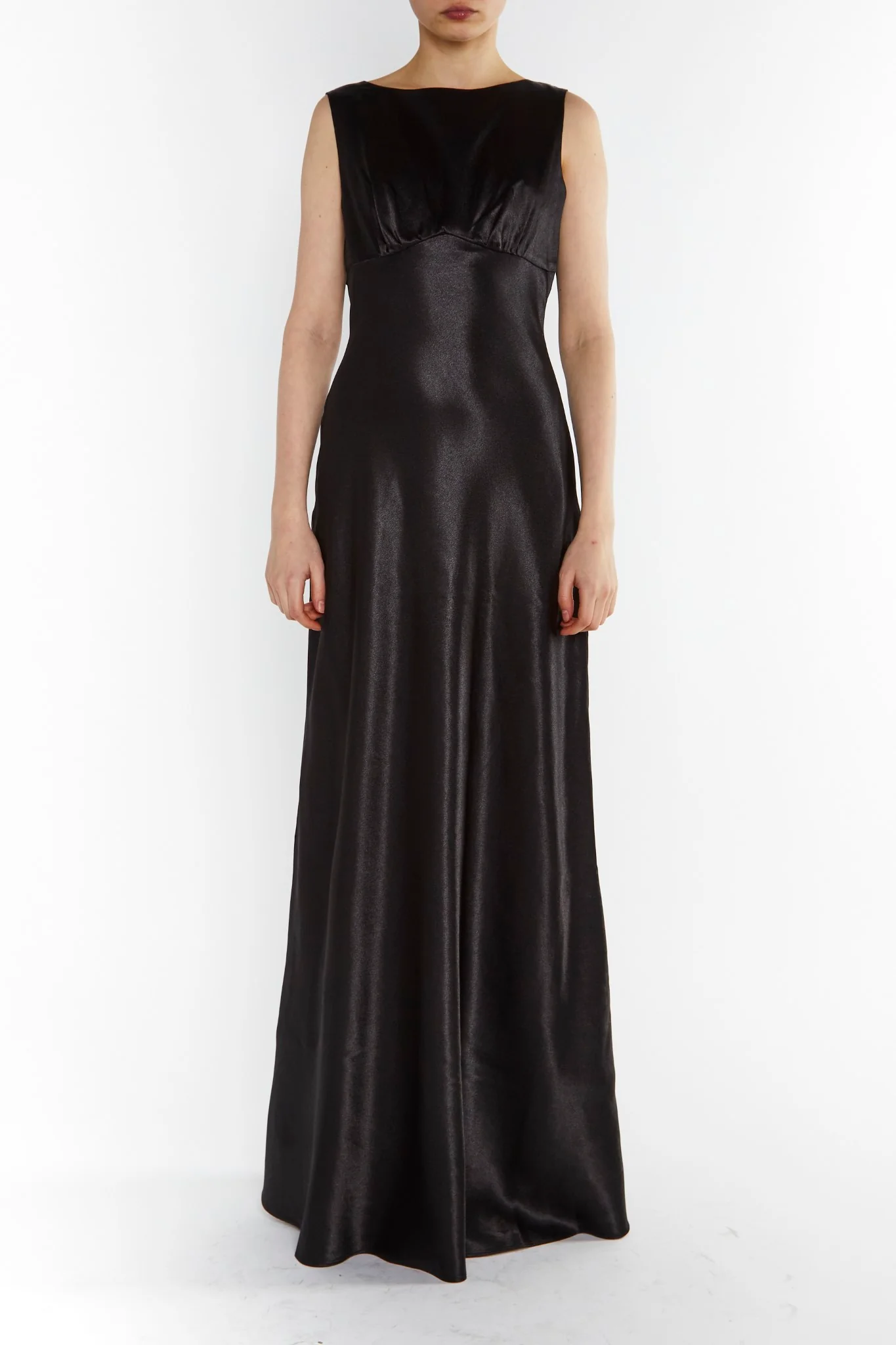 Natalie Black Cowl-Back Maxi Dress