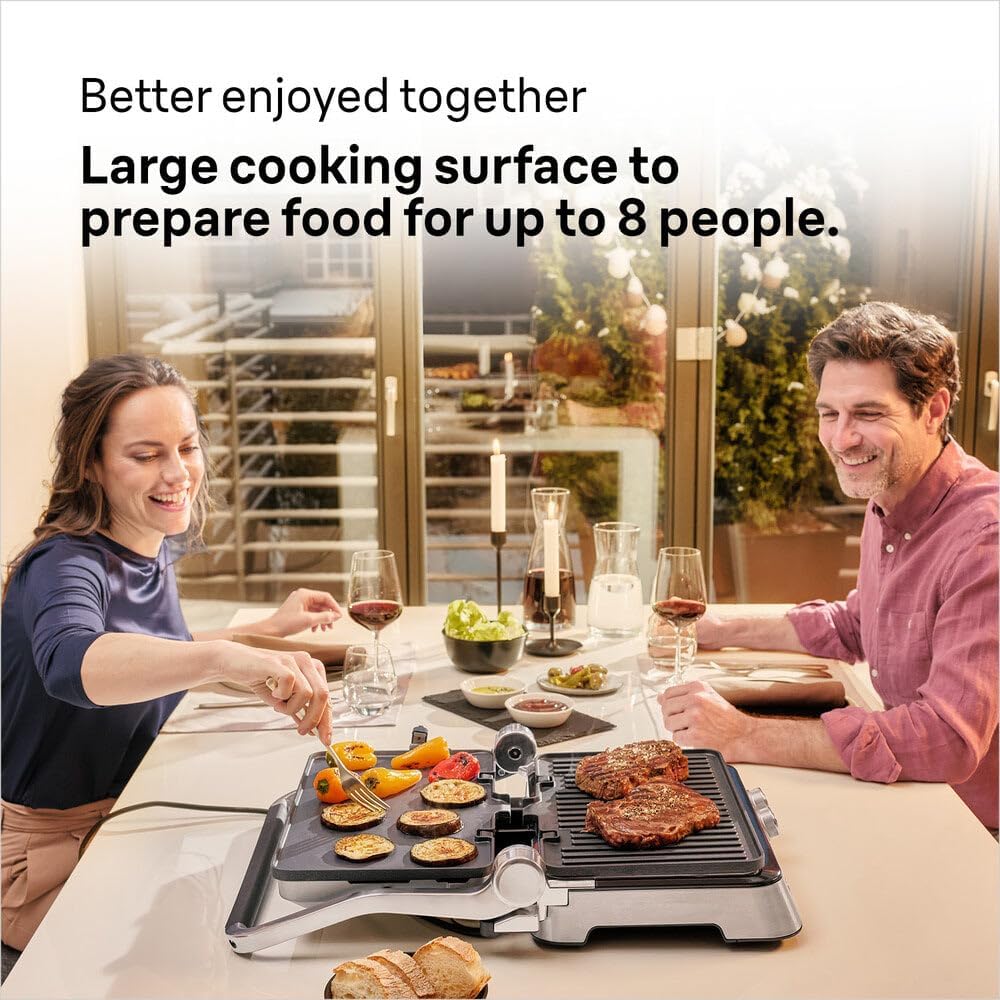 Braun MultiGrill9 CG9043 Griglia Elettrica a Controllo Elettronico con 2 Termostati Indipendenti, Griglia Aperta 37x46cm, Funzione BOOST, Piastre Removibili in Dotazione 2 Set Griglia e Liscia, 2000W
