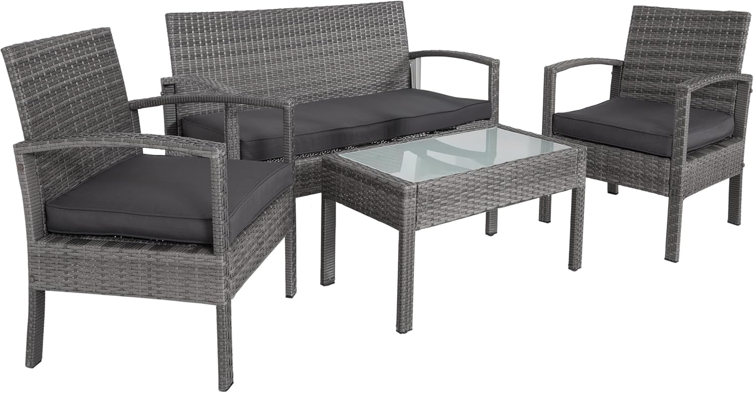CASARIA Gartenmöbel Set für 4 Personen Grau
