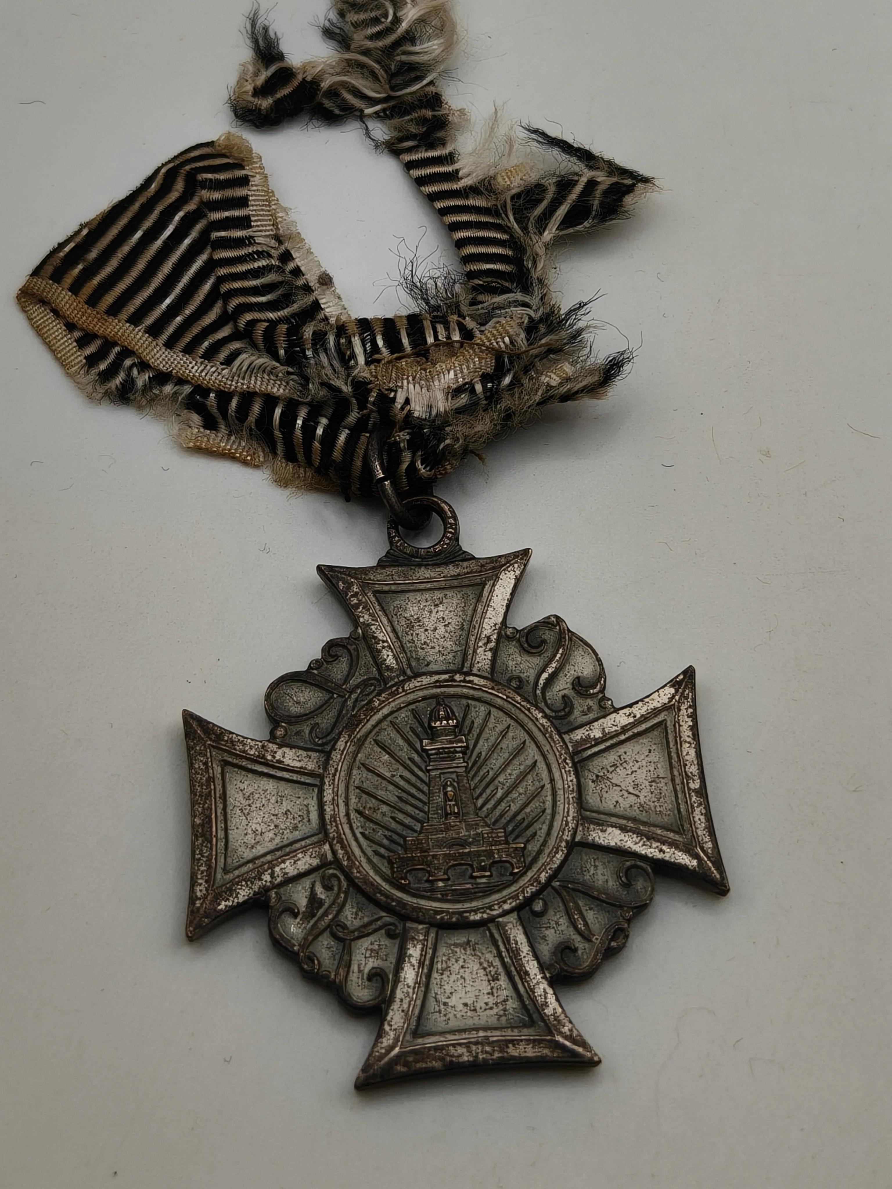 WWI German Imperial Kyffh?user Merit Cross original Ribbon Lighthouse SIlver