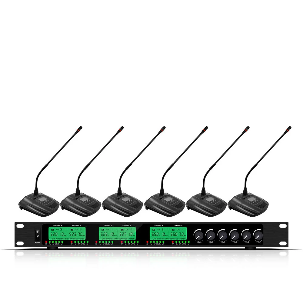 ERZHEN Wireless Conference System 6-Channel UHF Office Meeting Microphone #600A