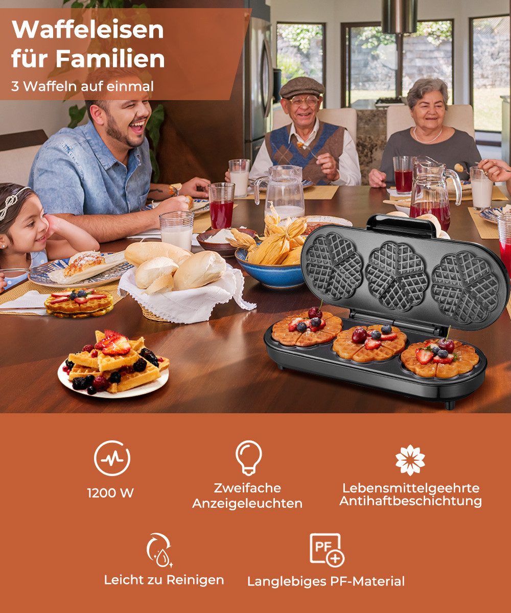 Waffeleisen King Size Waffeleisen, 15 Herzwaffeln in 2 Minuten