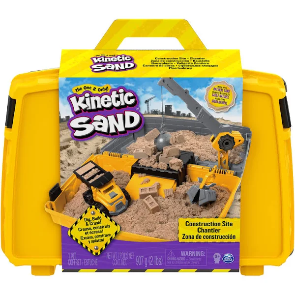 Kinetic Sand Construction Site Playset with Vehicle & Brick Mold for Kids Aged 3
