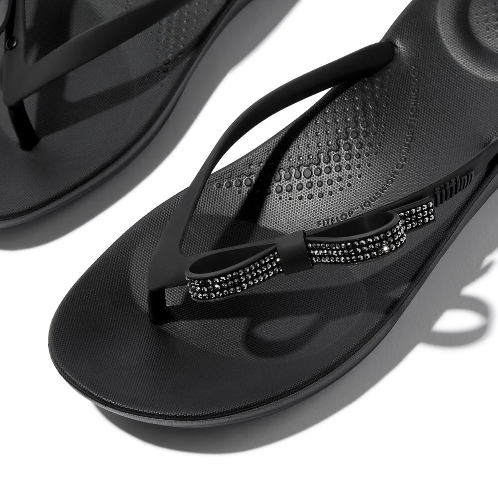FitFlop iQushion Glitzer-Schleife Black Zehensteg