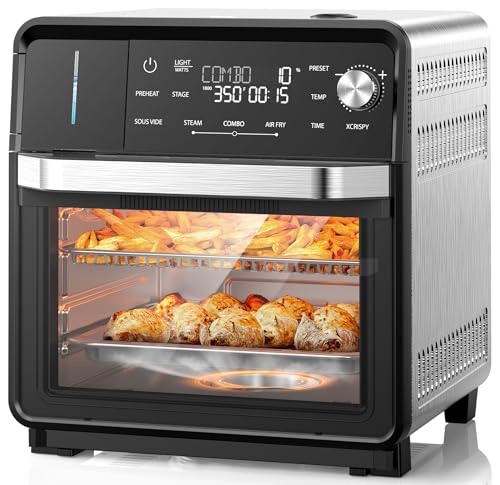 Nuwave Combi Steam Oven, 16Qt All in One Stainless Steel Multi Cooker: Air Fry, Toast, Steam, Sous Vide & More, Precise 50 450°F, Adjustable Moisture, 120 Presets, Programmable Memories, Easy to Clean: Home & Kitchen