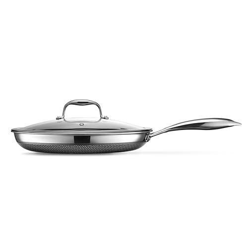 HexClad Padella ibrida, 30,5 cm, in acciaio inox, con coperchio, maniglia isolata, senza PFOA, antiaderente, lavabile in lavastoviglie, per forno e piano cottura a induzione, gas, ceramica, elettrico : Amazon.it: Casa e cucina
