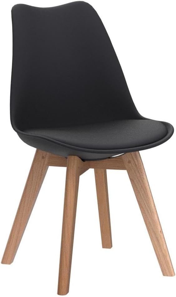 Baroni Home Set di 4 Sedie da Pranzo o Ufficio con Gambe in Legno, Sedia Ergonomica con Cuscino Integrato 57X48X79 cm Bianco