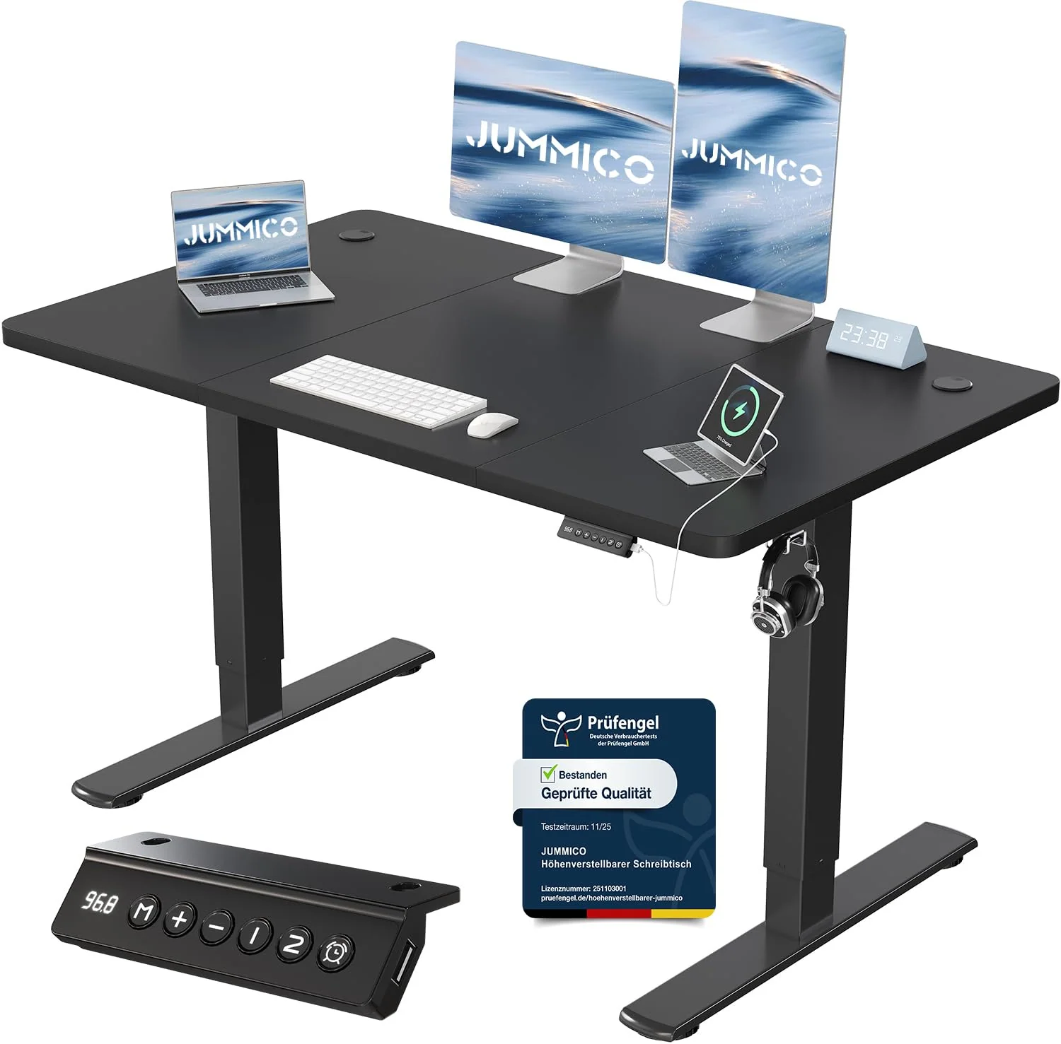 JUMMICO Elektrisch höhenverstellbarer Schreibtisch mit USB-Anschluss