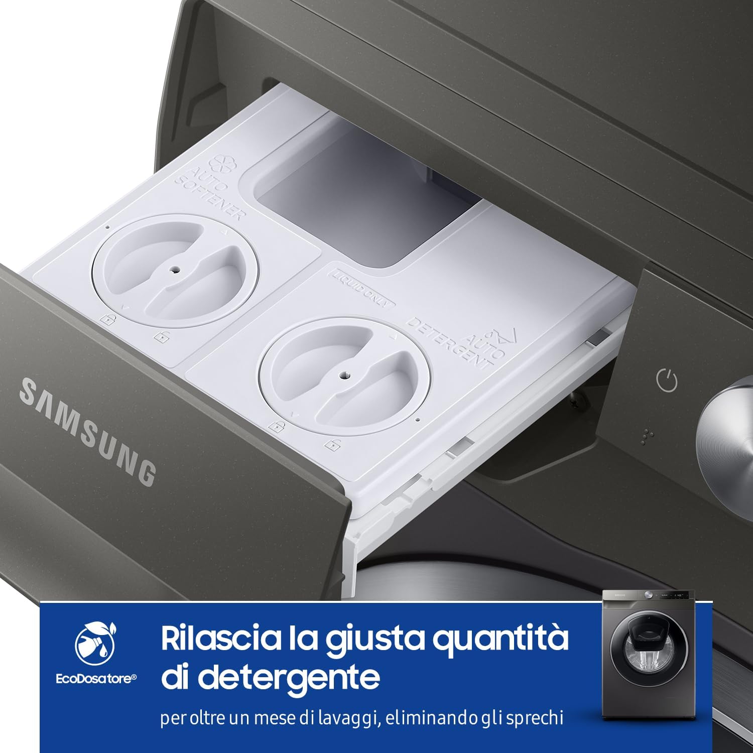 Samsung Lavatrice AI control Addwash WW90T684DLN/S3, Libera installazione, 9 Kg, 1400 RPM, WiFi, Ecodosatore, Vapore, Carica Frontale, 60l x 85h x 55p cm, Nero