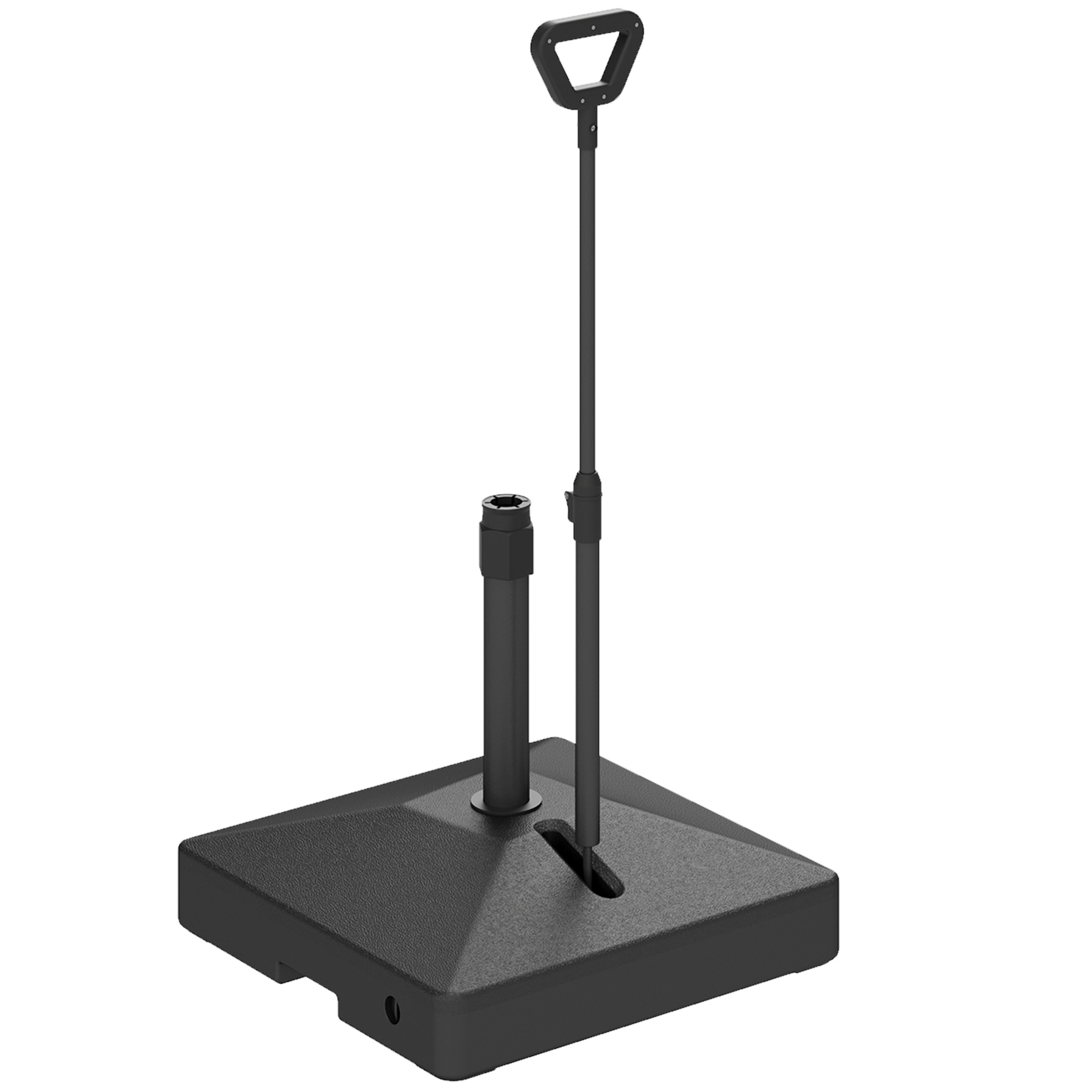 Outsunny Gartenschirmständer, Sonnenschirmbasis mit verstellbaren Rädern, mit Wasser und Sand befüllbar, Kunststoff, Schwarz